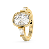 Cushion Three Stone Bezel Lab Grown Diamond Engagement Ring