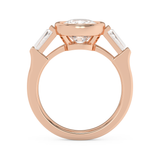 Cushion Three Stone Bezel Lab Grown Diamond Engagement Ring