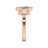 Cushion Three Stone Bezel Lab Grown Diamond Engagement Ring