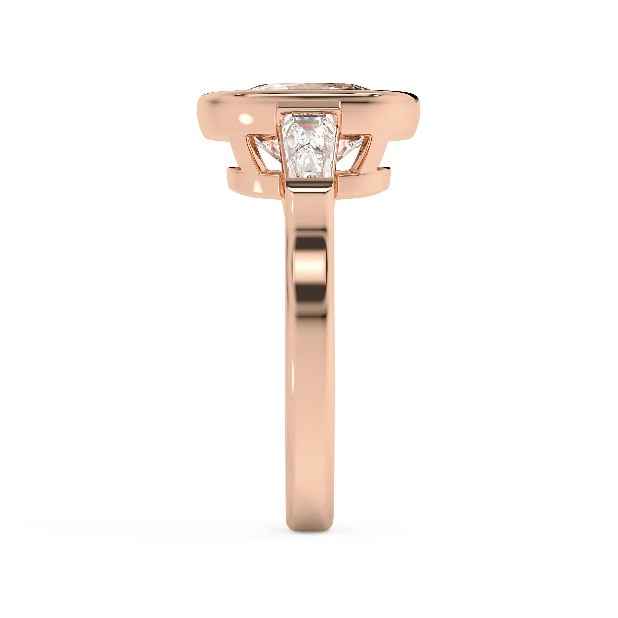Cushion Three Stone Bezel Lab Grown Diamond Engagement Ring
