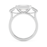 East West Emerald Three Stone Bezel Lab Grown Diamond Engagement Ring