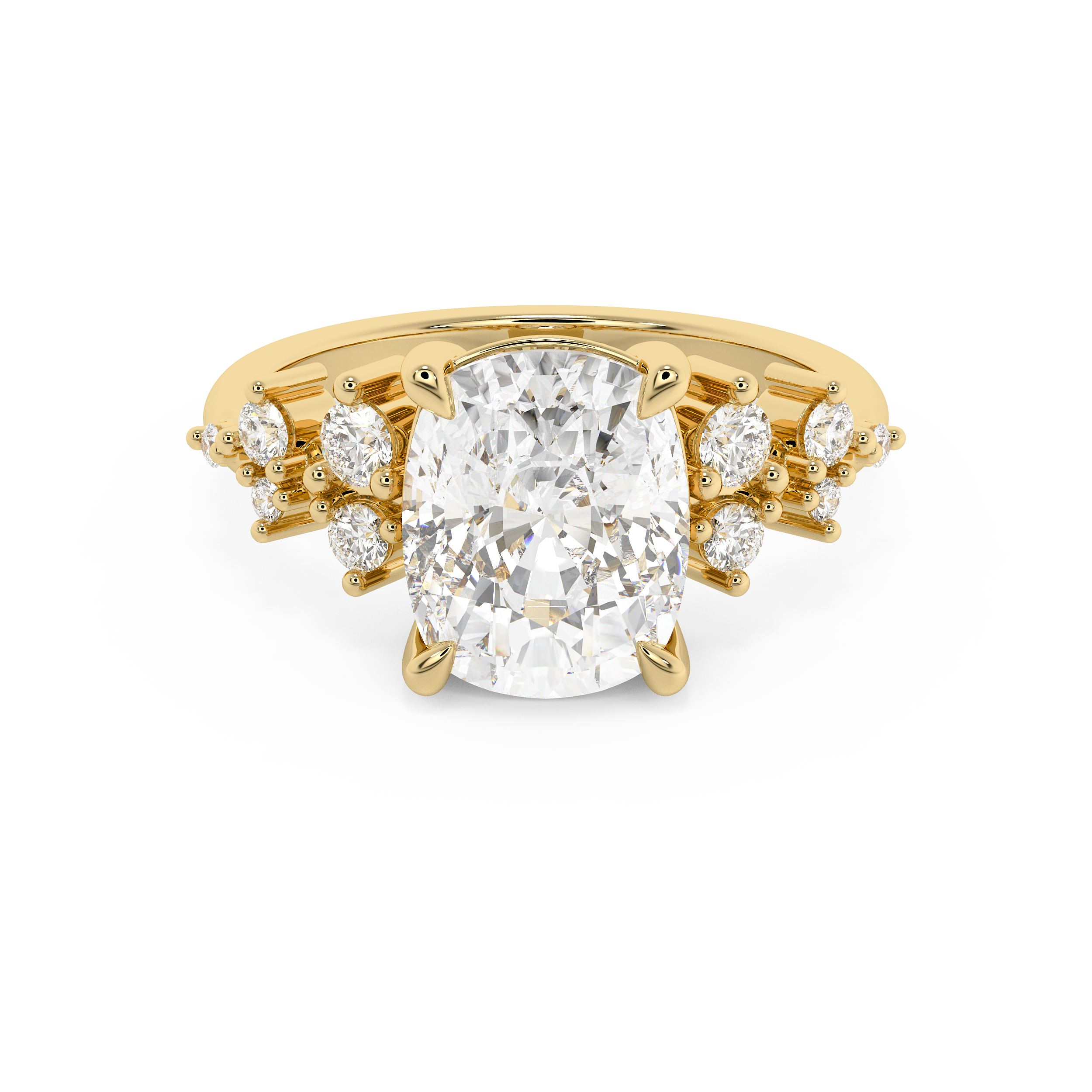 Elongated Cushion Cluster Lab Grown Diamond Engagement Ring