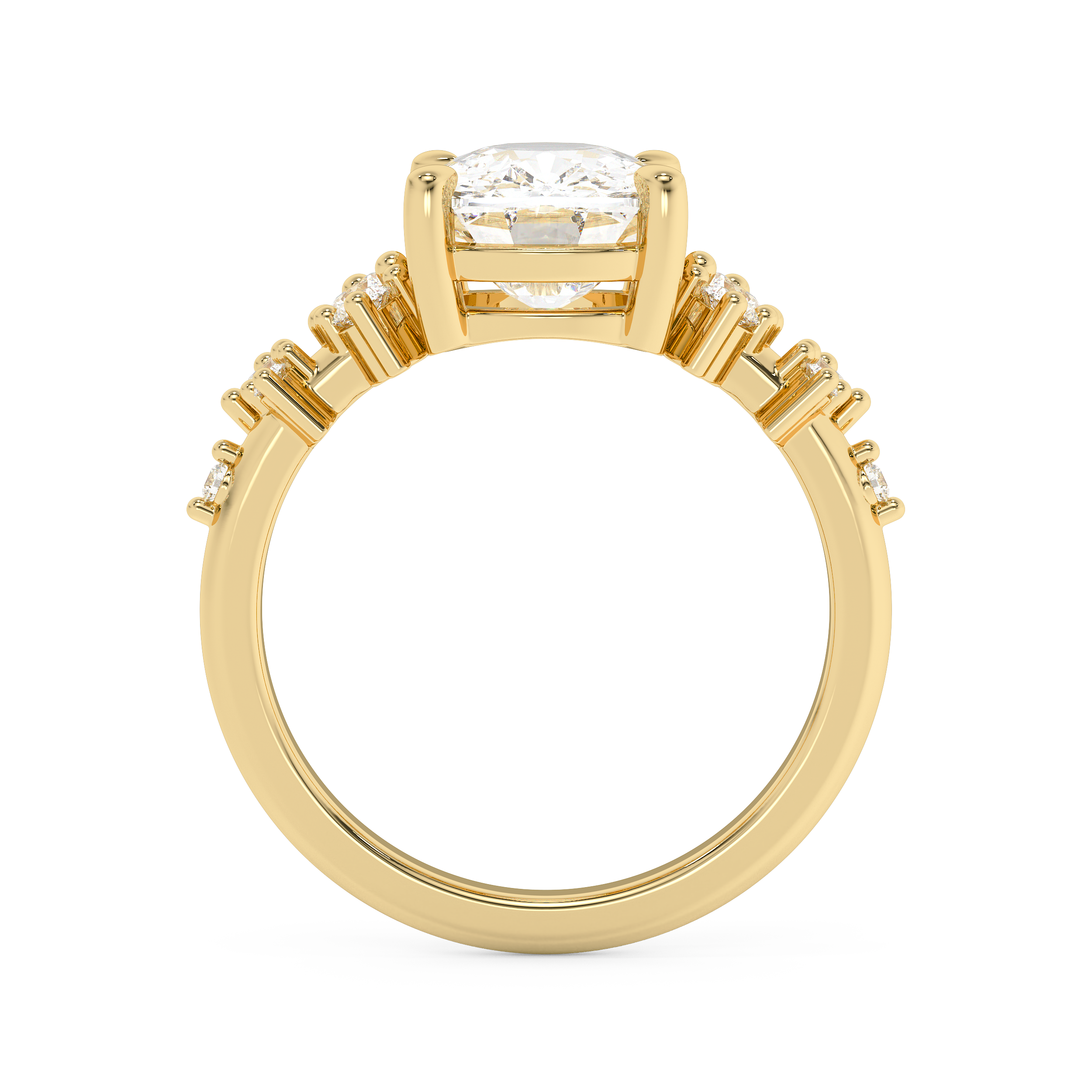 Elongated Cushion Cluster Lab Grown Diamond Engagement Ring