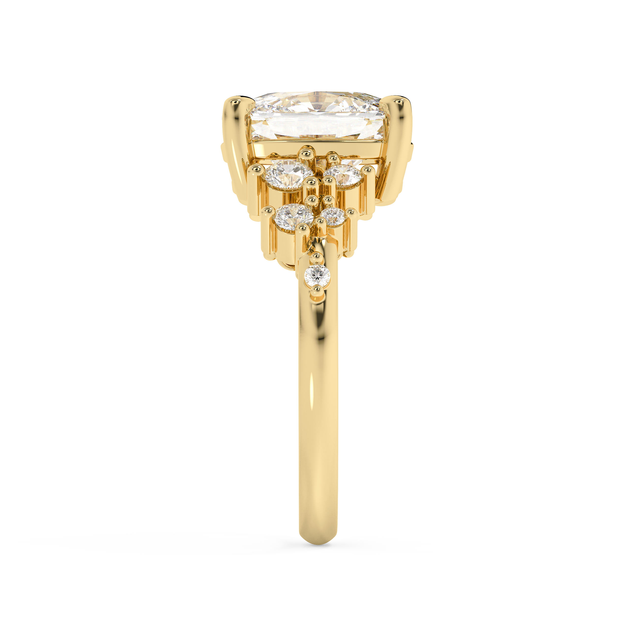 Elongated Cushion Cluster Lab Grown Diamond Engagement Ring