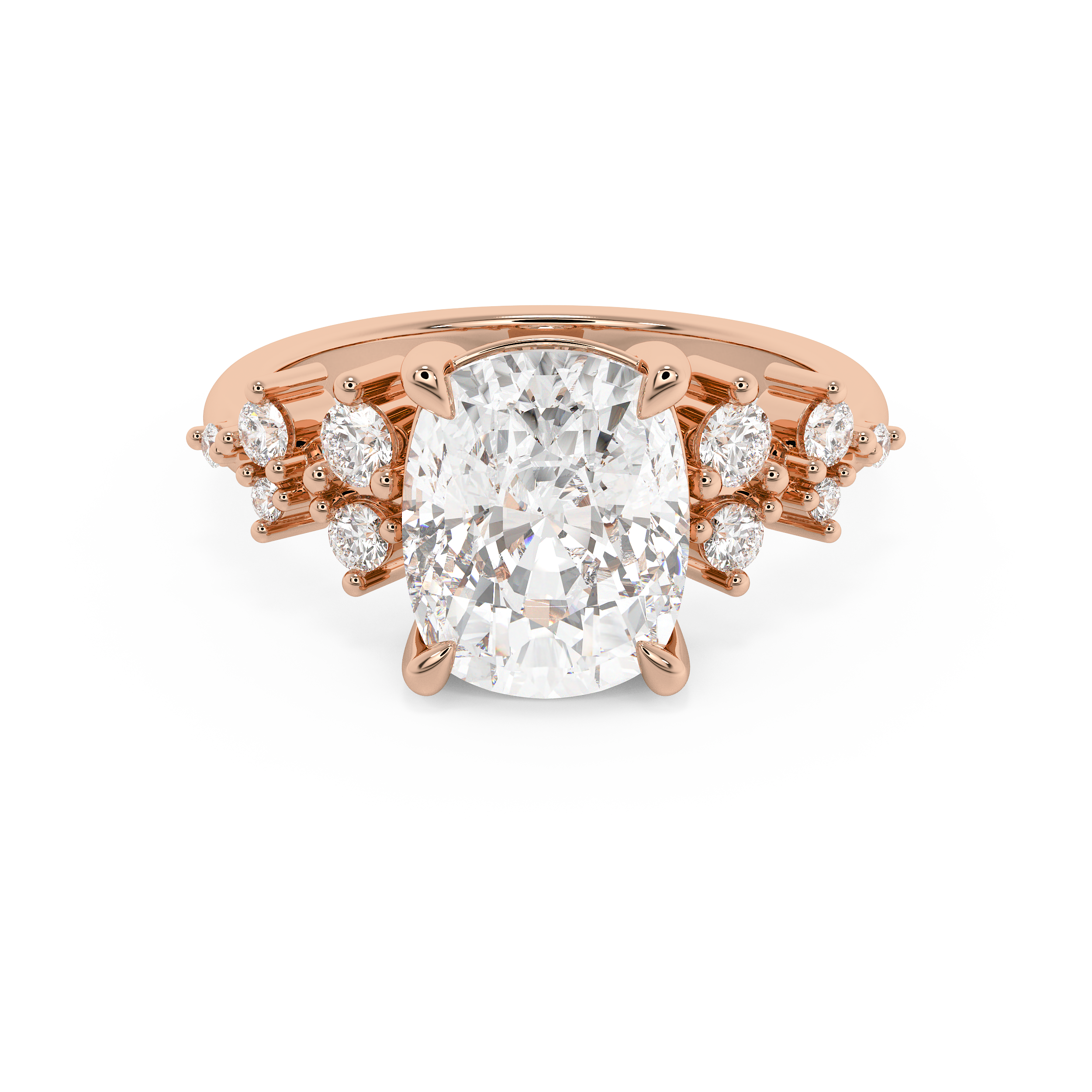 Elongated Cushion Cluster Lab Grown Diamond Engagement Ring