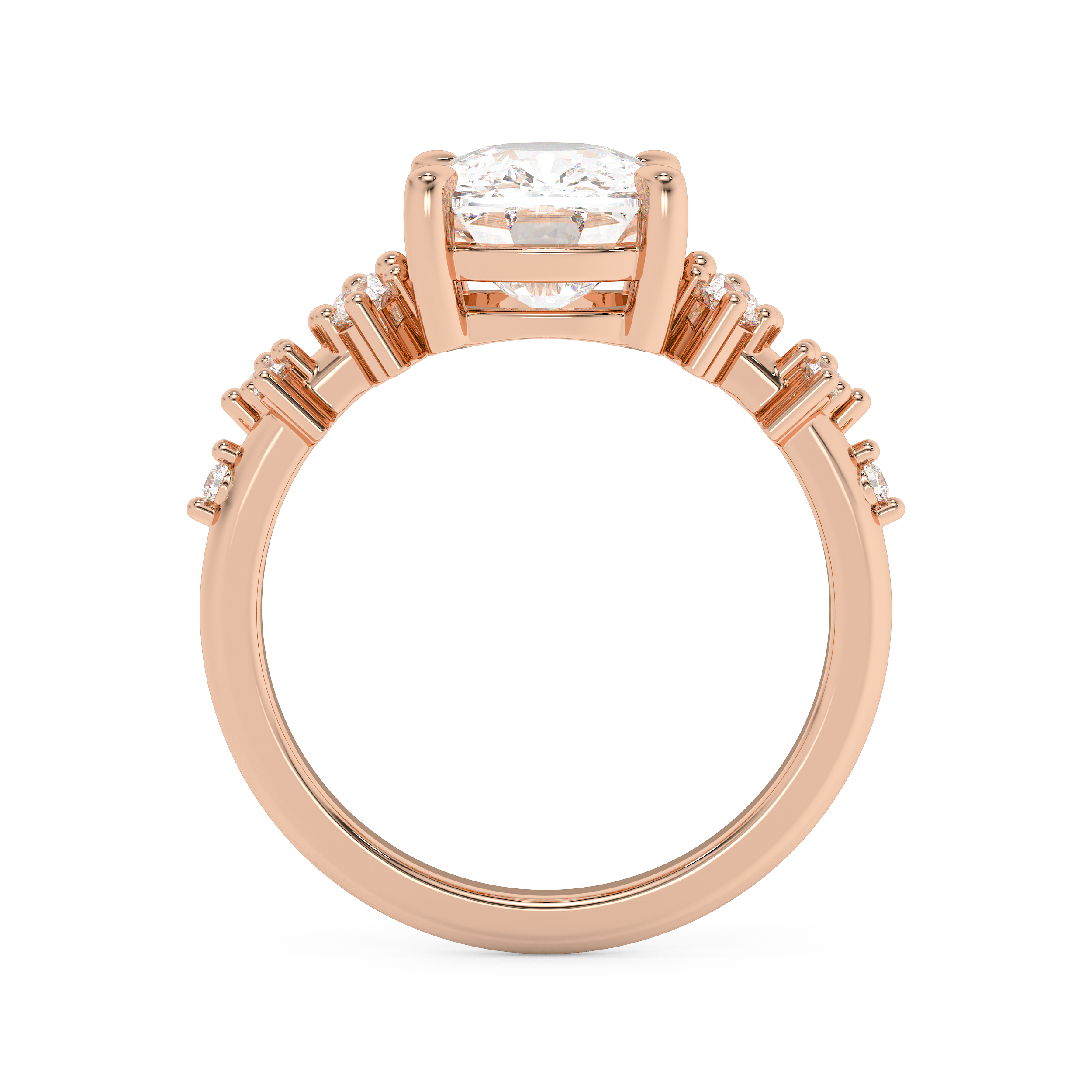 Elongated Cushion Cluster Lab Grown Diamond Engagement Ring