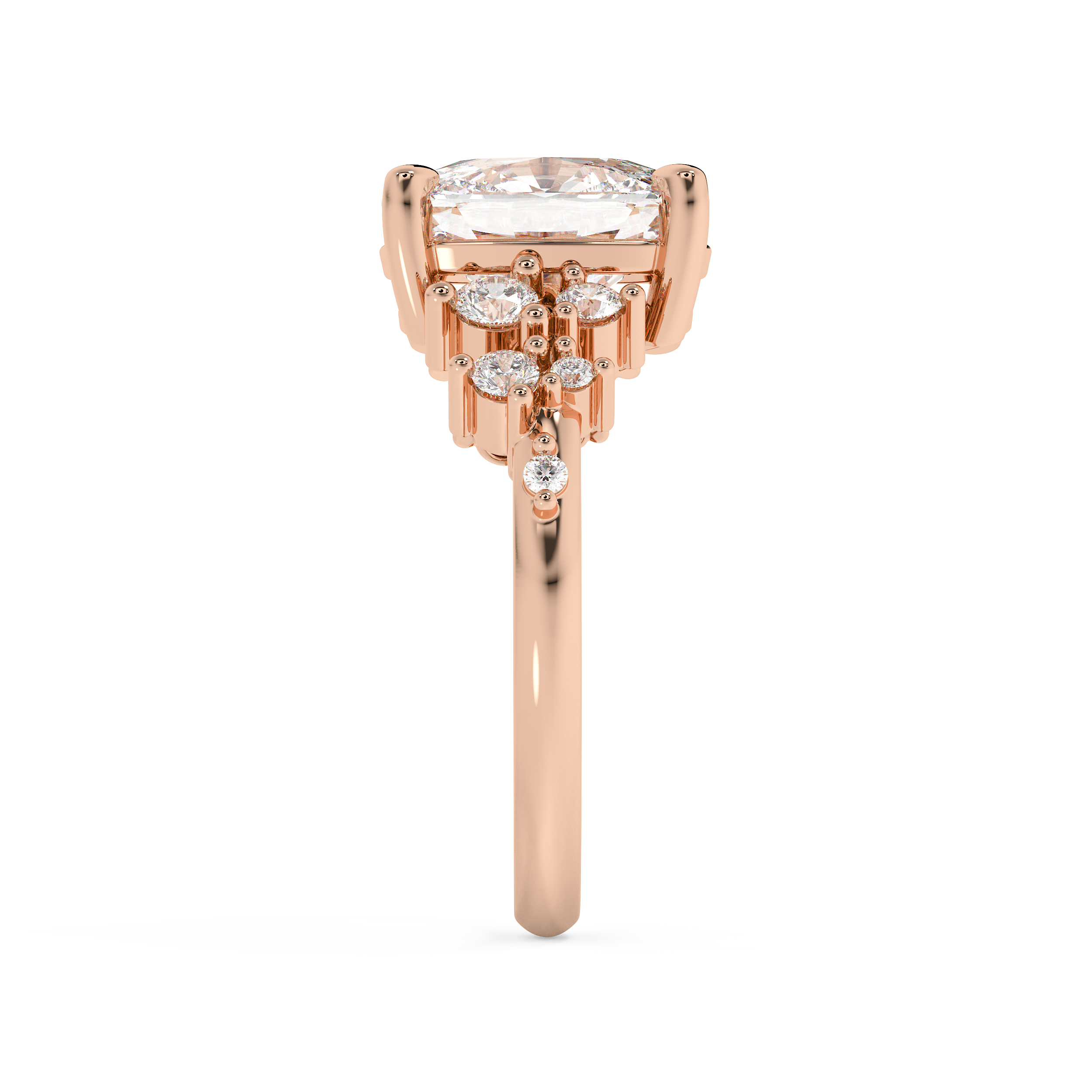 Elongated Cushion Cluster Lab Grown Diamond Engagement Ring