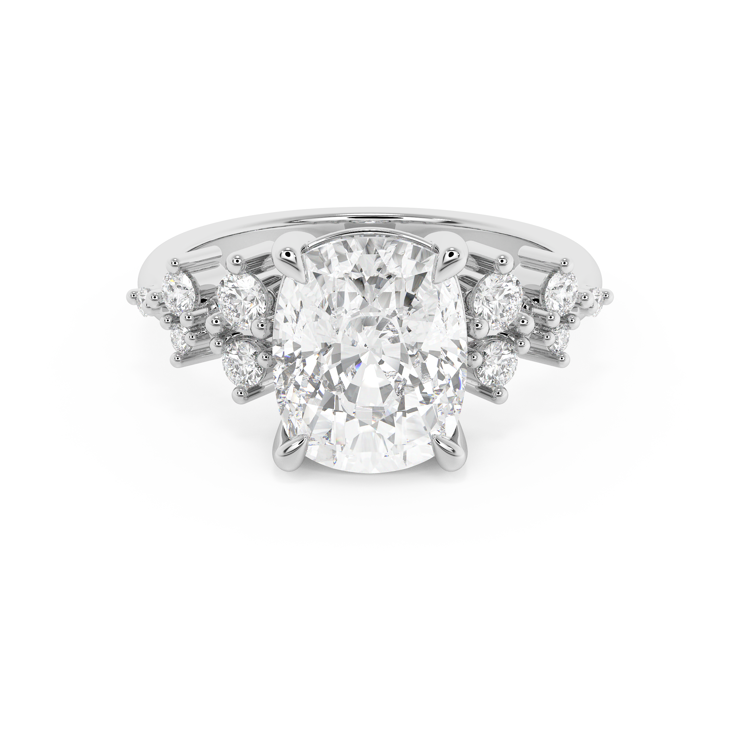 Elongated Cushion Cluster Lab Grown Diamond Engagement Ring
