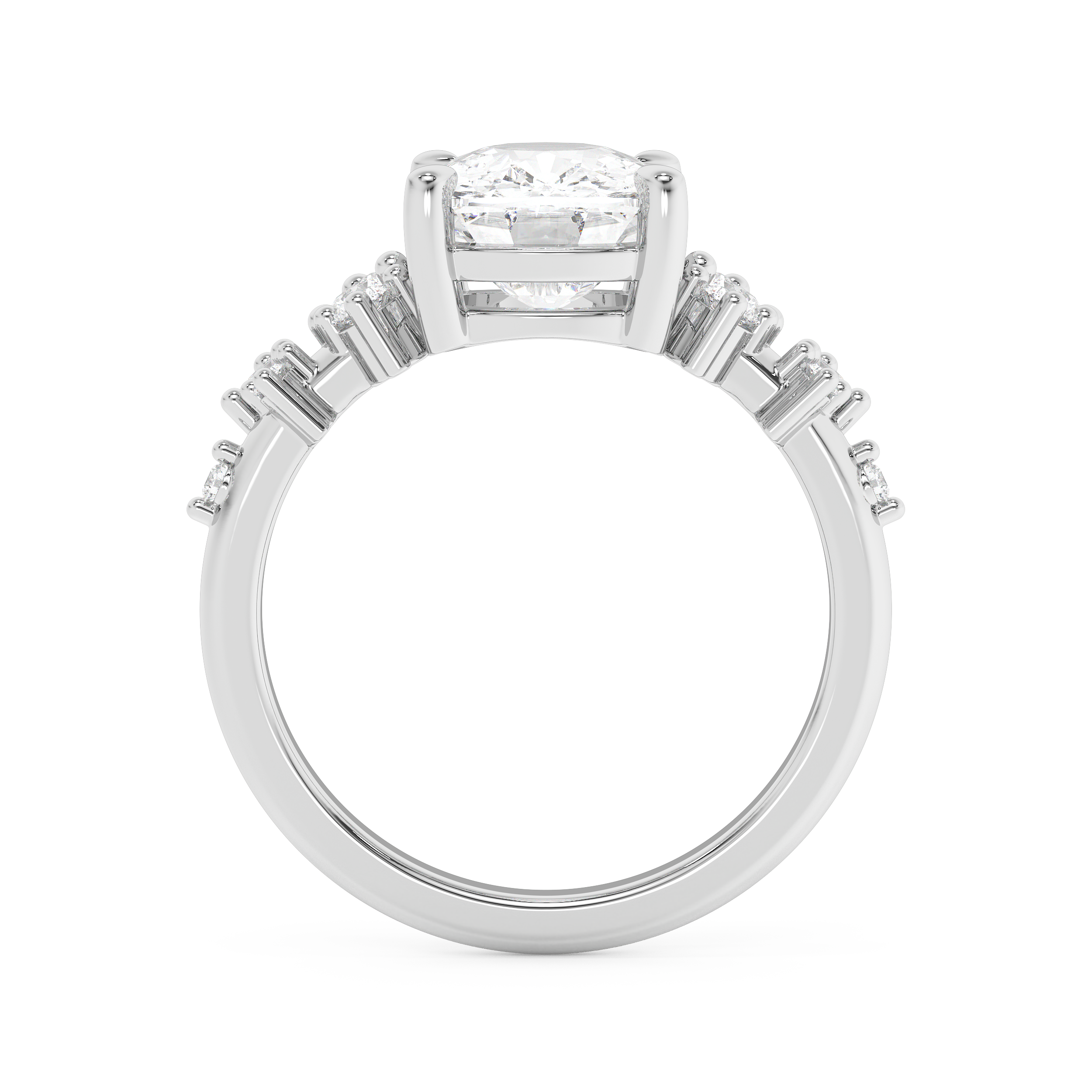 Elongated Cushion Cluster Lab Grown Diamond Engagement Ring