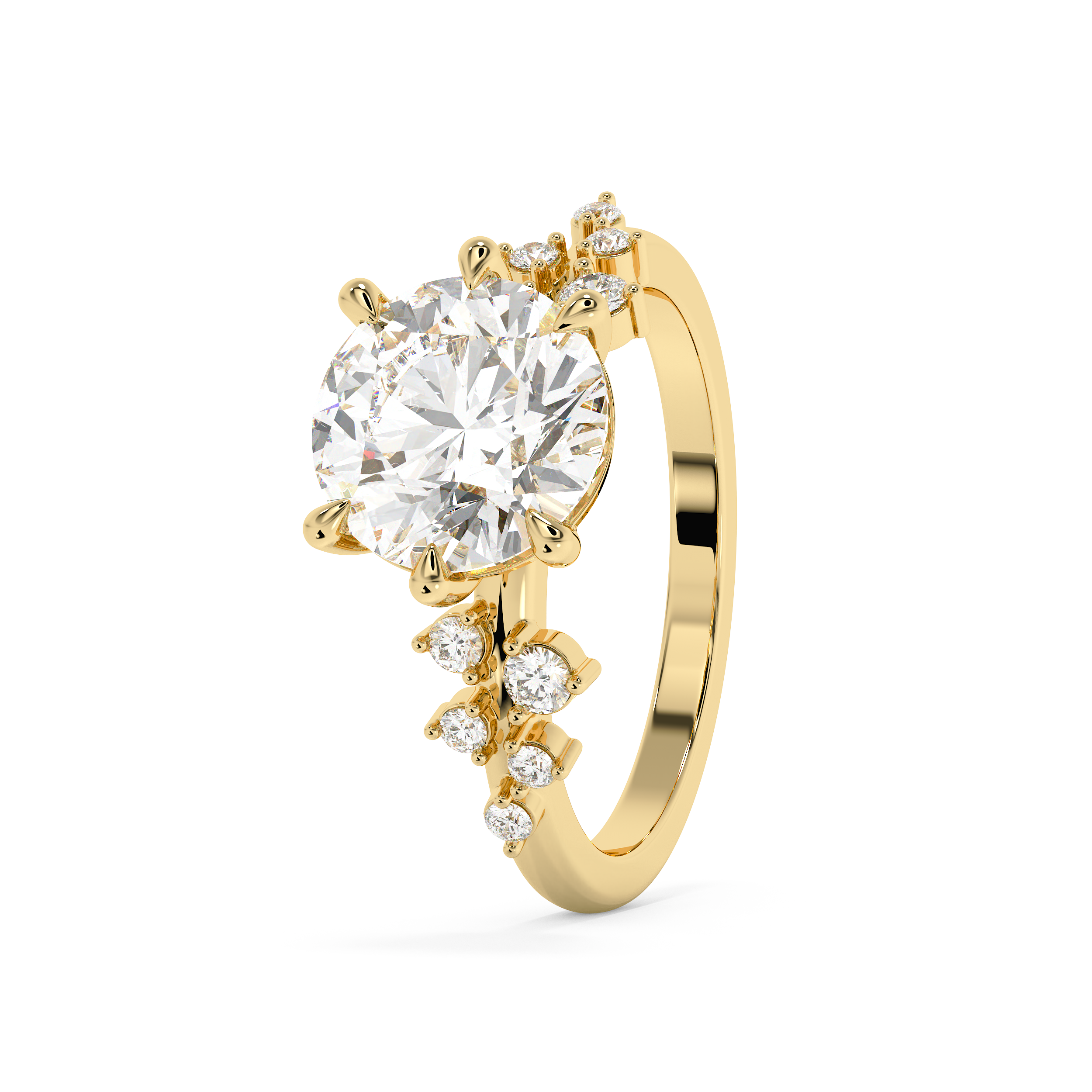 Round Cluster Lab Grown Diamond Engagement Ring