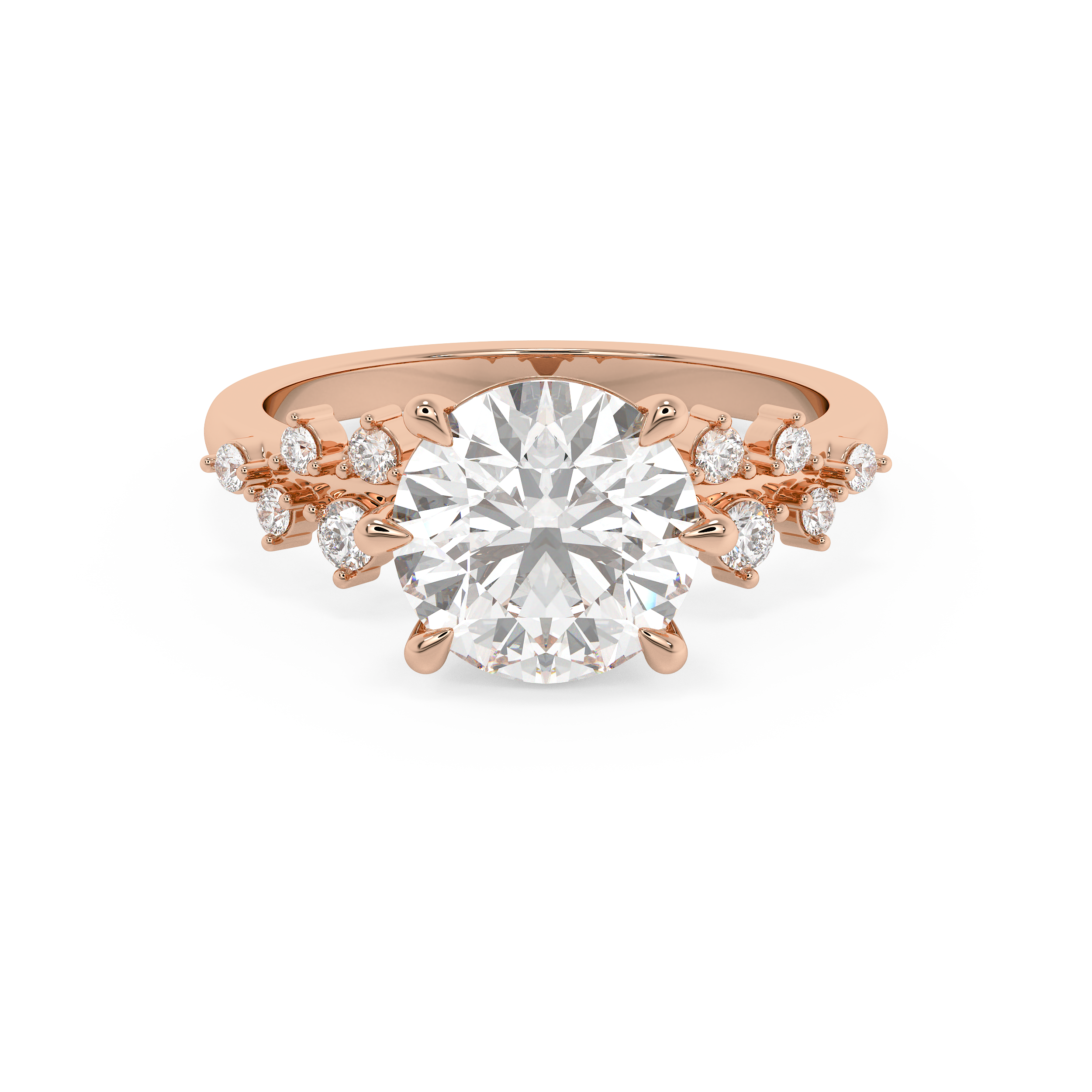 Round Cluster Lab Grown Diamond Engagement Ring