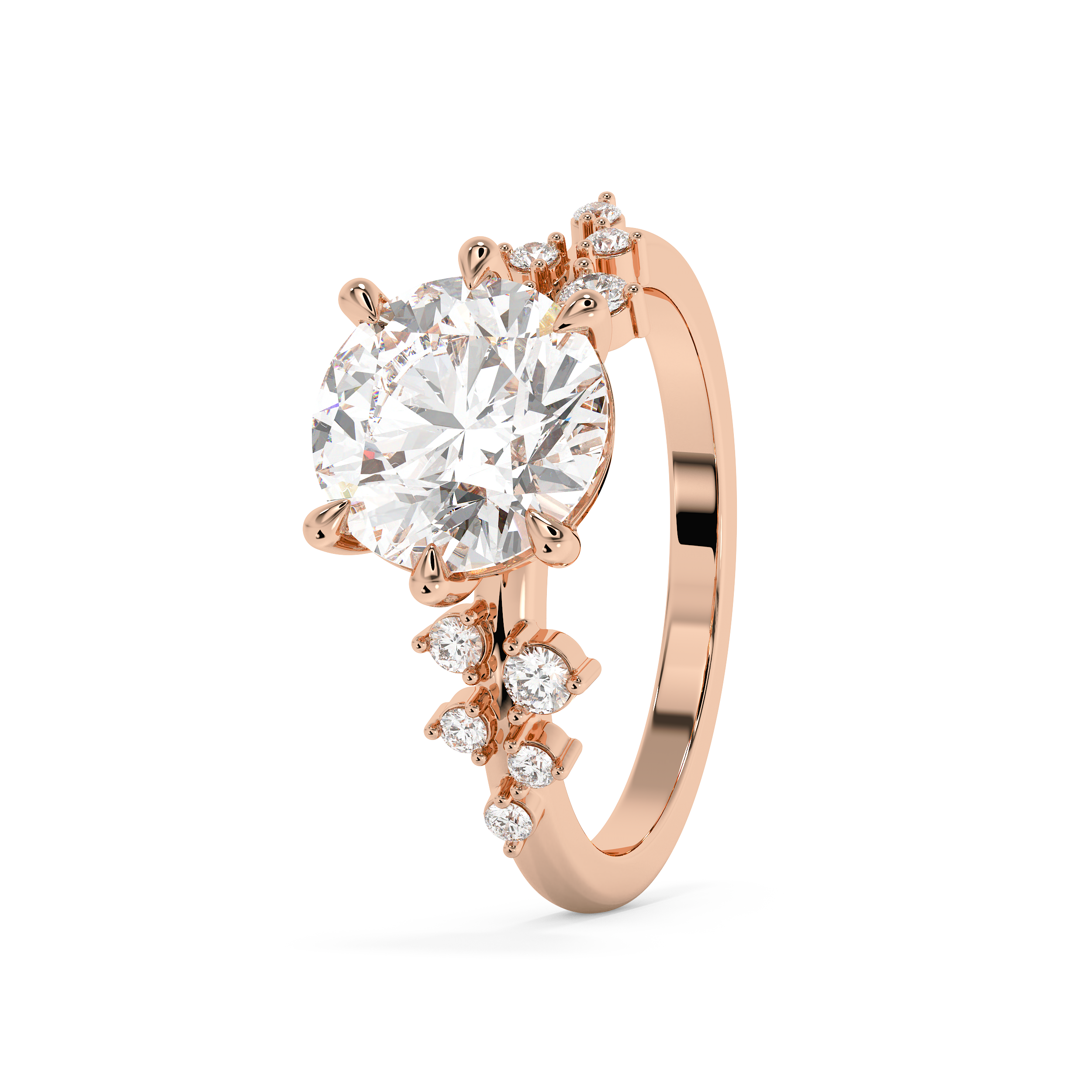 Round Cluster Lab Grown Diamond Engagement Ring