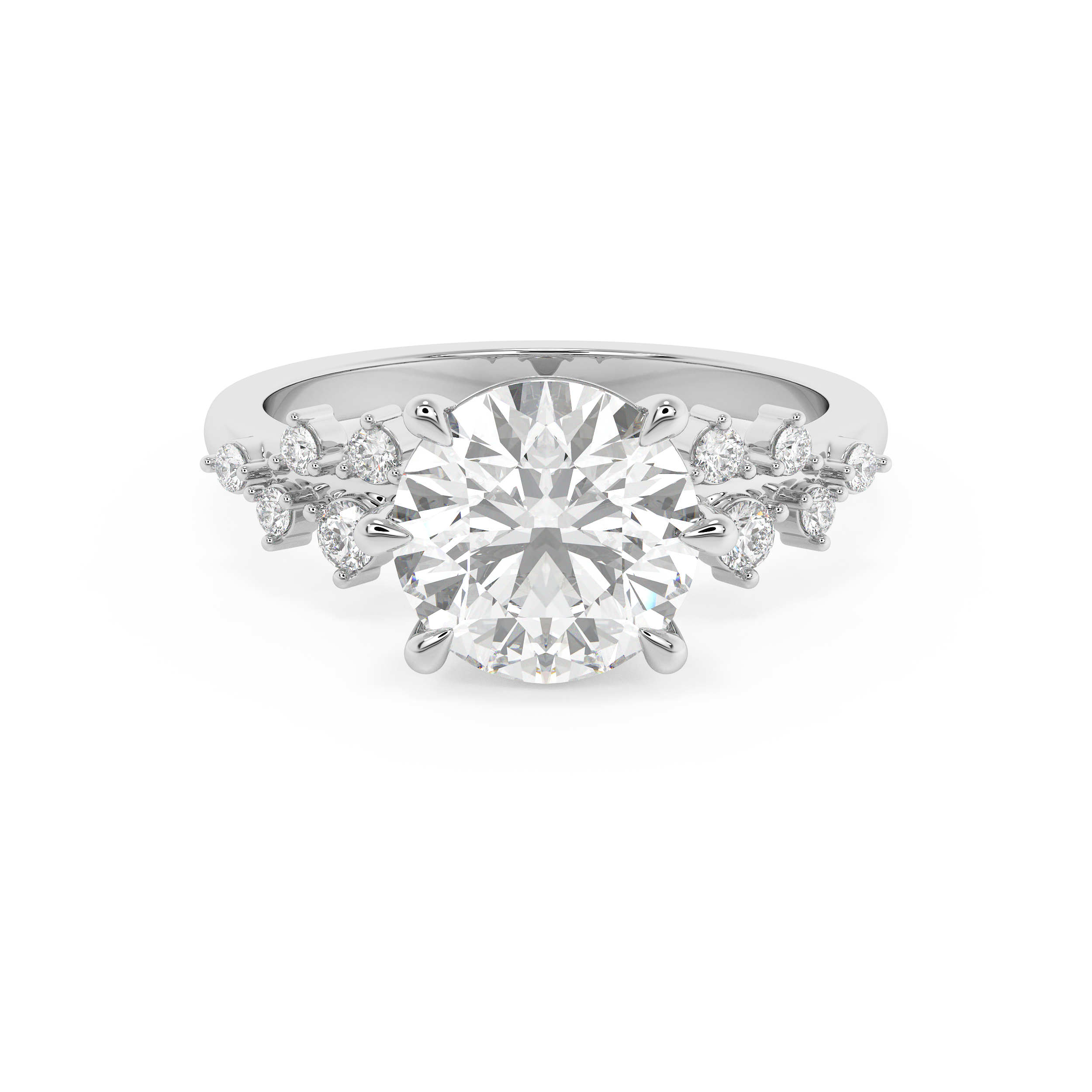 Round Cluster Lab Grown Diamond Engagement Ring