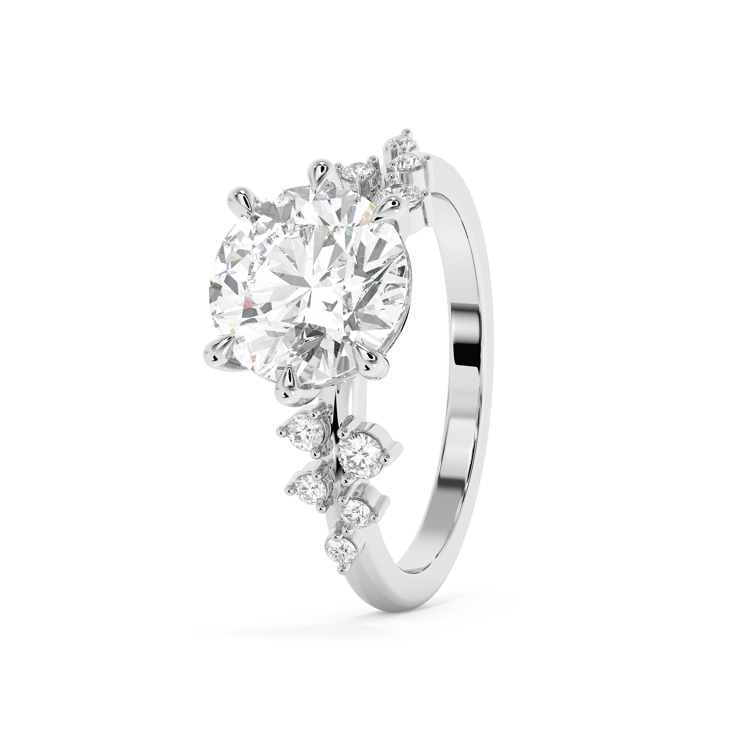 Round Cluster Lab Grown Diamond Engagement Ring