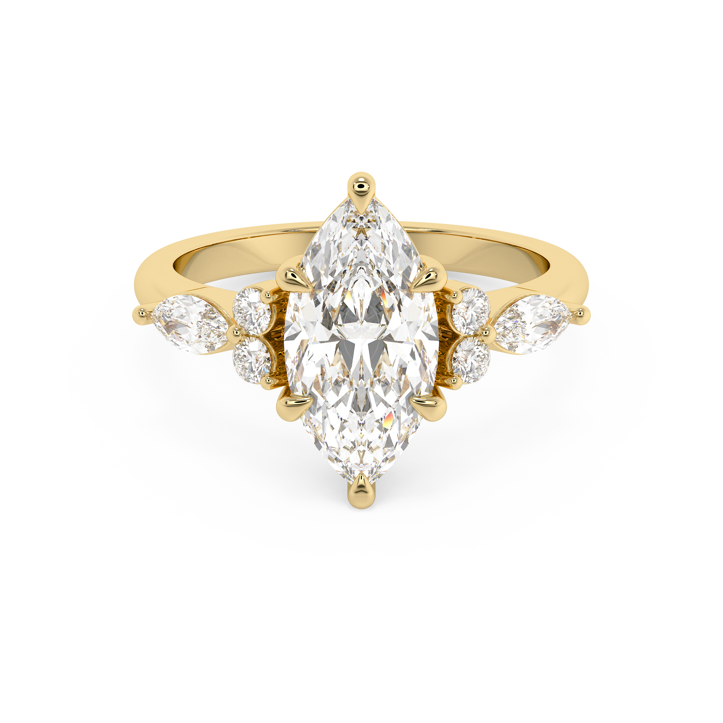 Marquise Cluster Lab Grown Diamond Engagement Ring