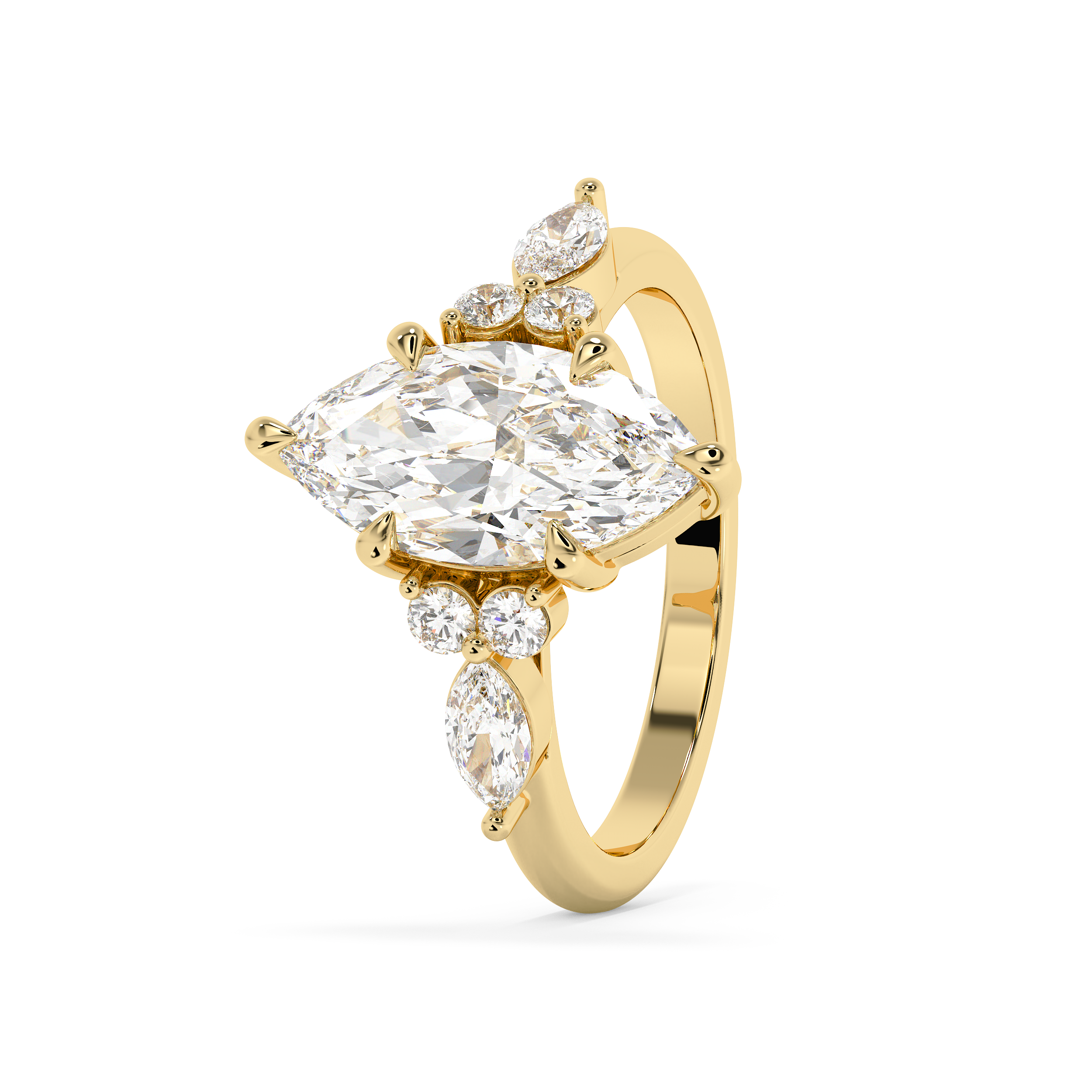 Marquise Cluster Lab Grown Diamond Engagement Ring
