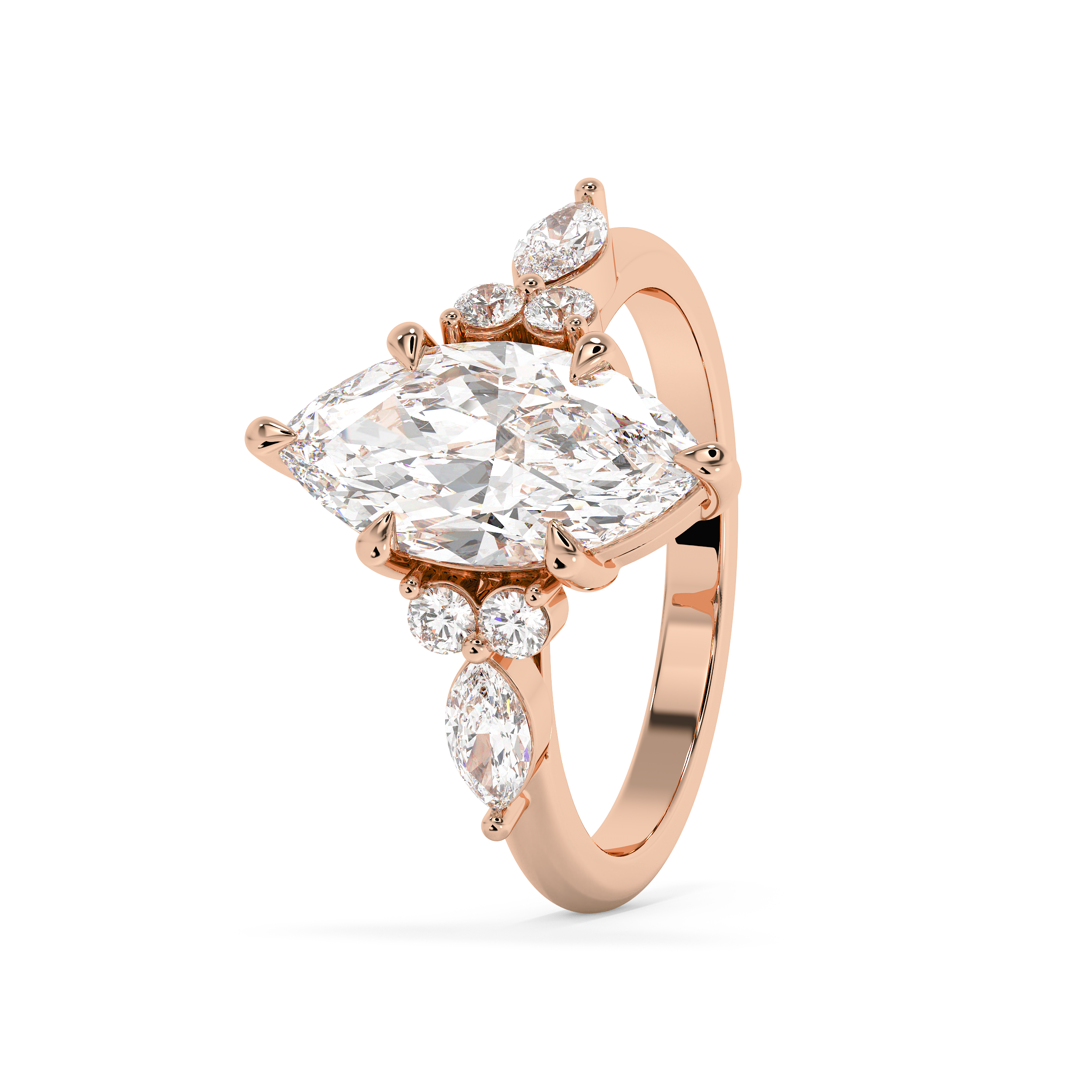 Marquise Cluster Lab Grown Diamond Engagement Ring