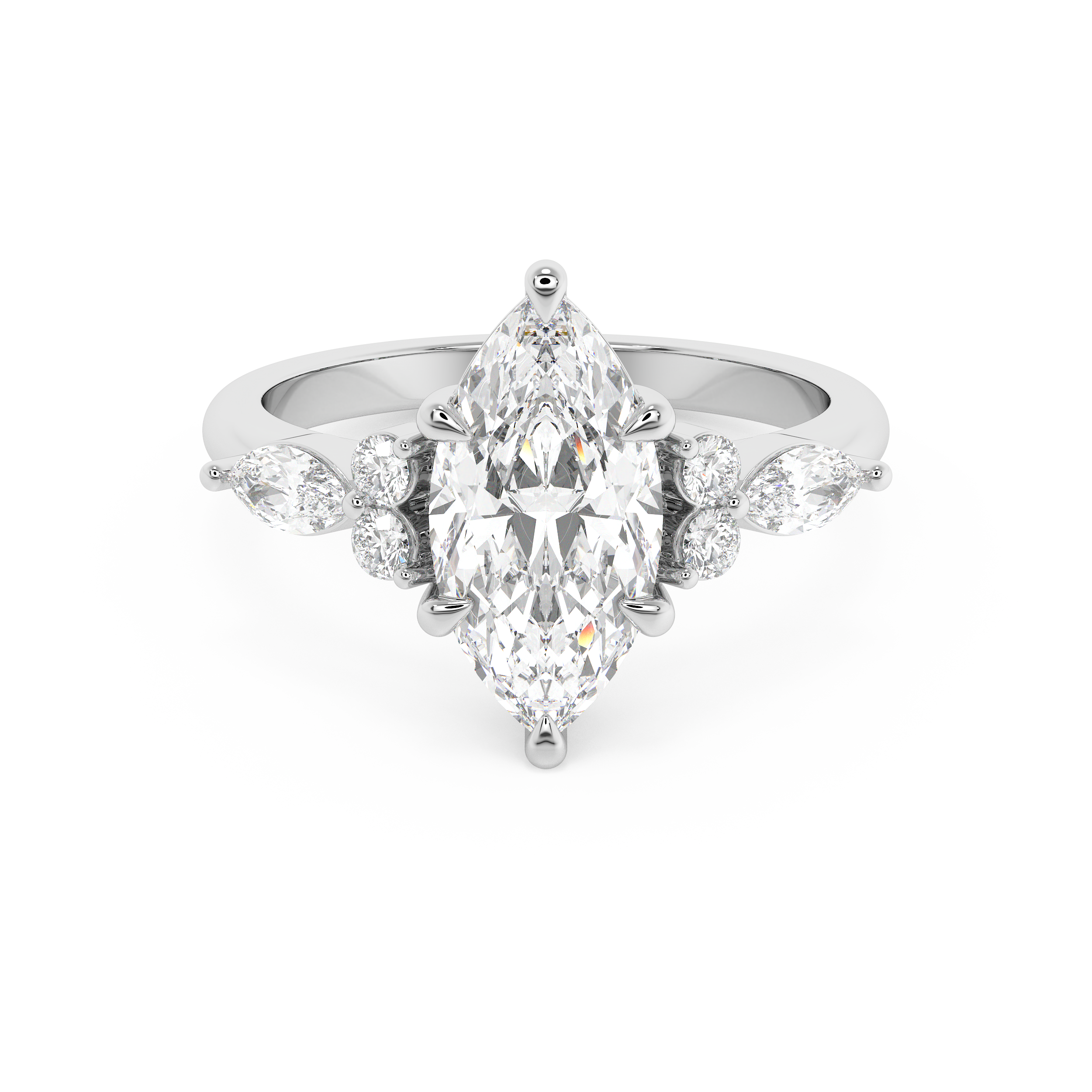 Marquise Cluster Lab Grown Diamond Engagement Ring