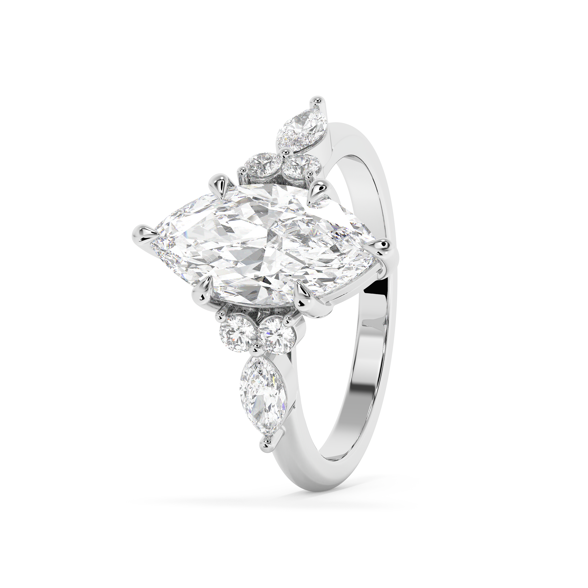 Marquise Cluster Lab Grown Diamond Engagement Ring