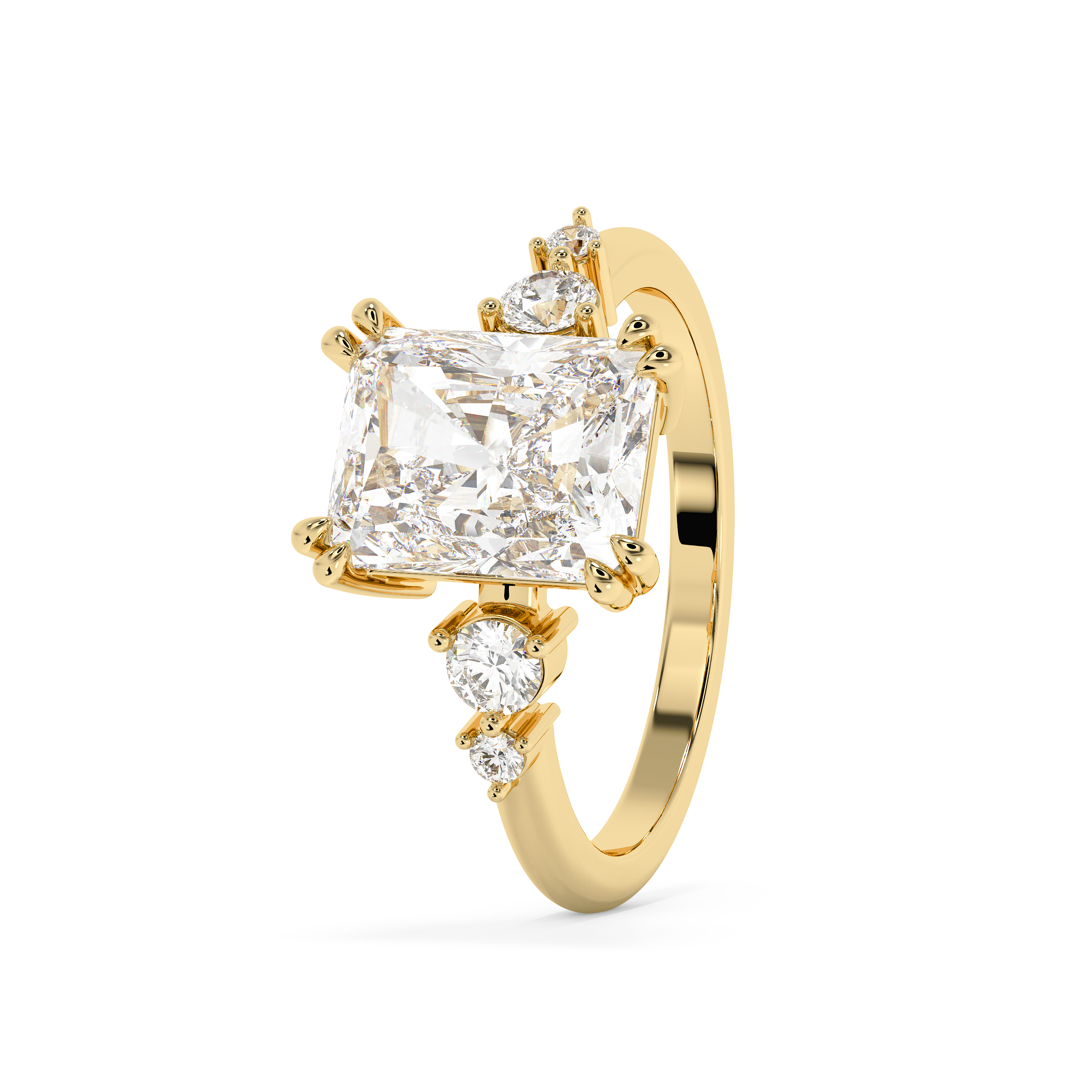 Radiant Cluster Lab Grown Diamond Engagement Ring