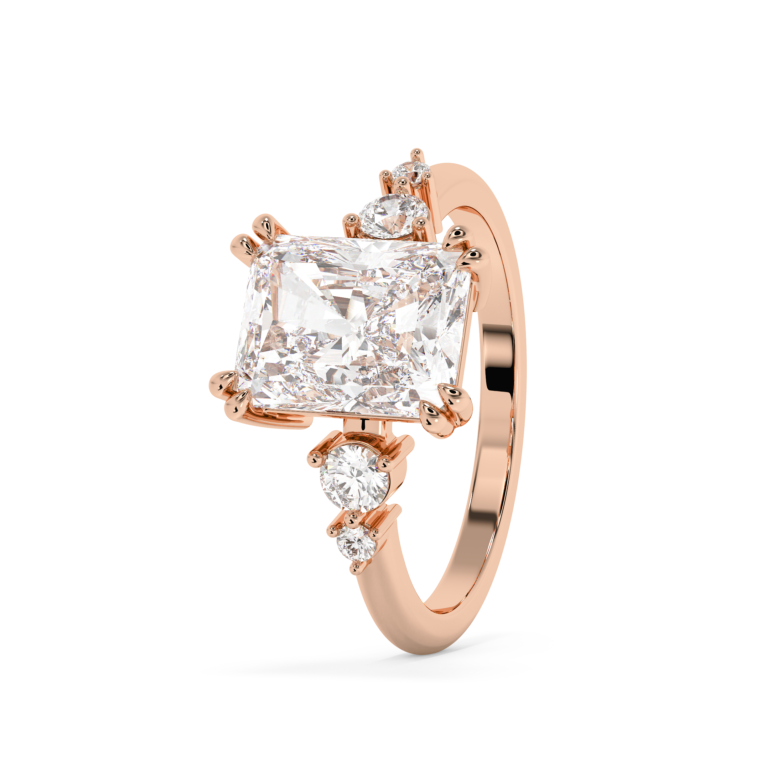Radiant Cluster Lab Grown Diamond Engagement Ring