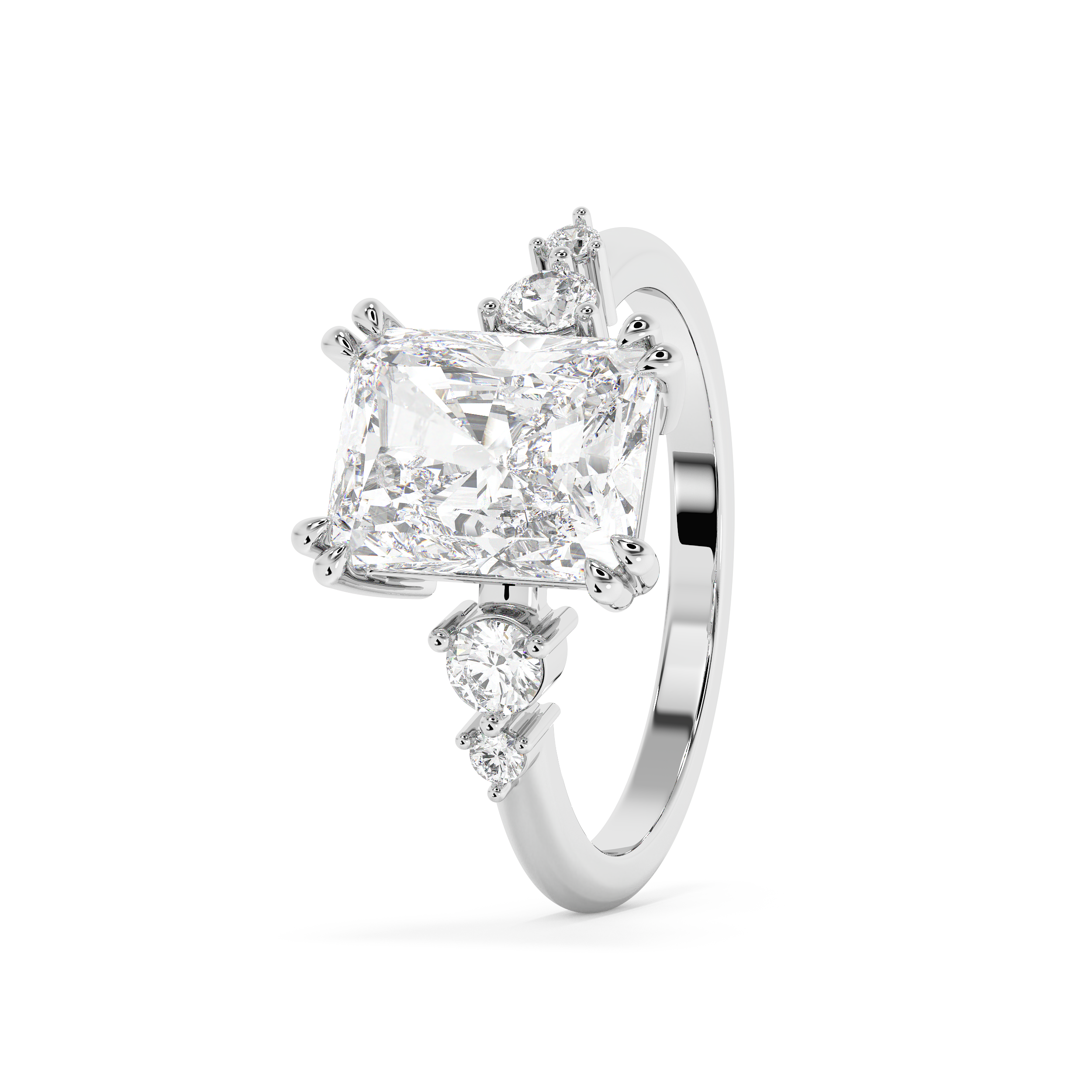 Radiant Cluster Lab Grown Diamond Engagement Ring