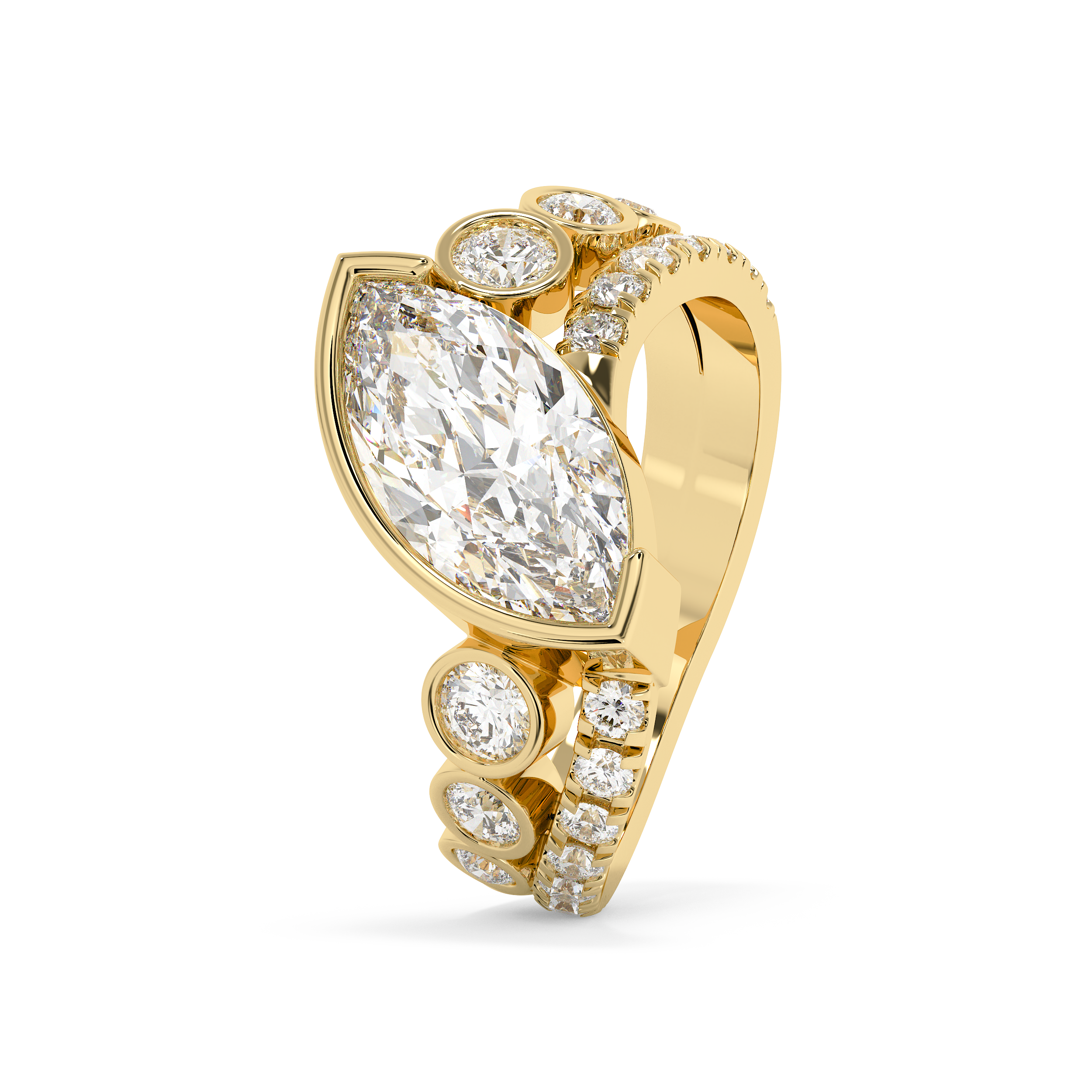 Marquise Bezel Pave Lab Grown Diamond Engagement Ring