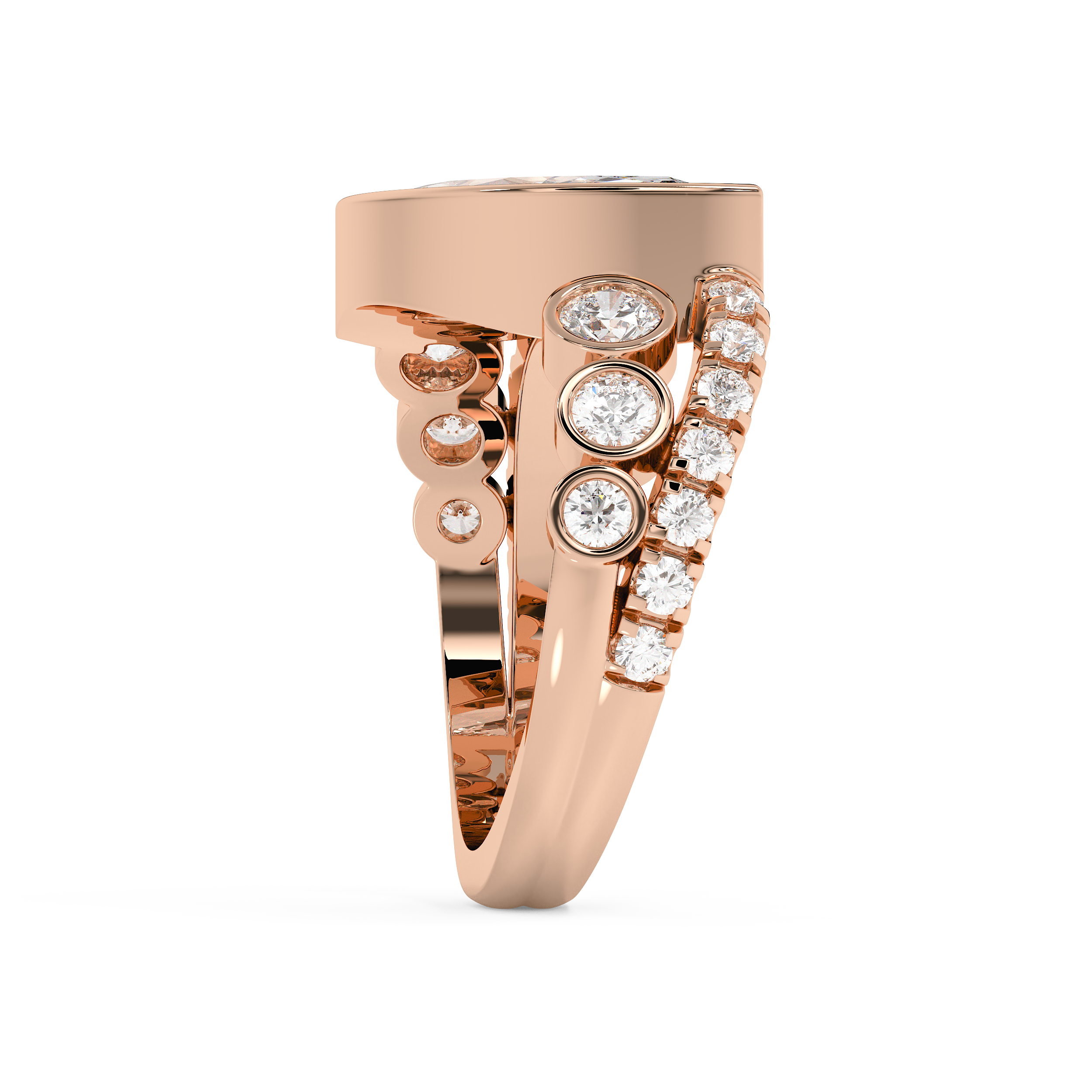 Marquise Bezel Pave Lab Grown Diamond Engagement Ring
