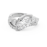 Marquise Bezel Pave Lab Grown Diamond Engagement Ring