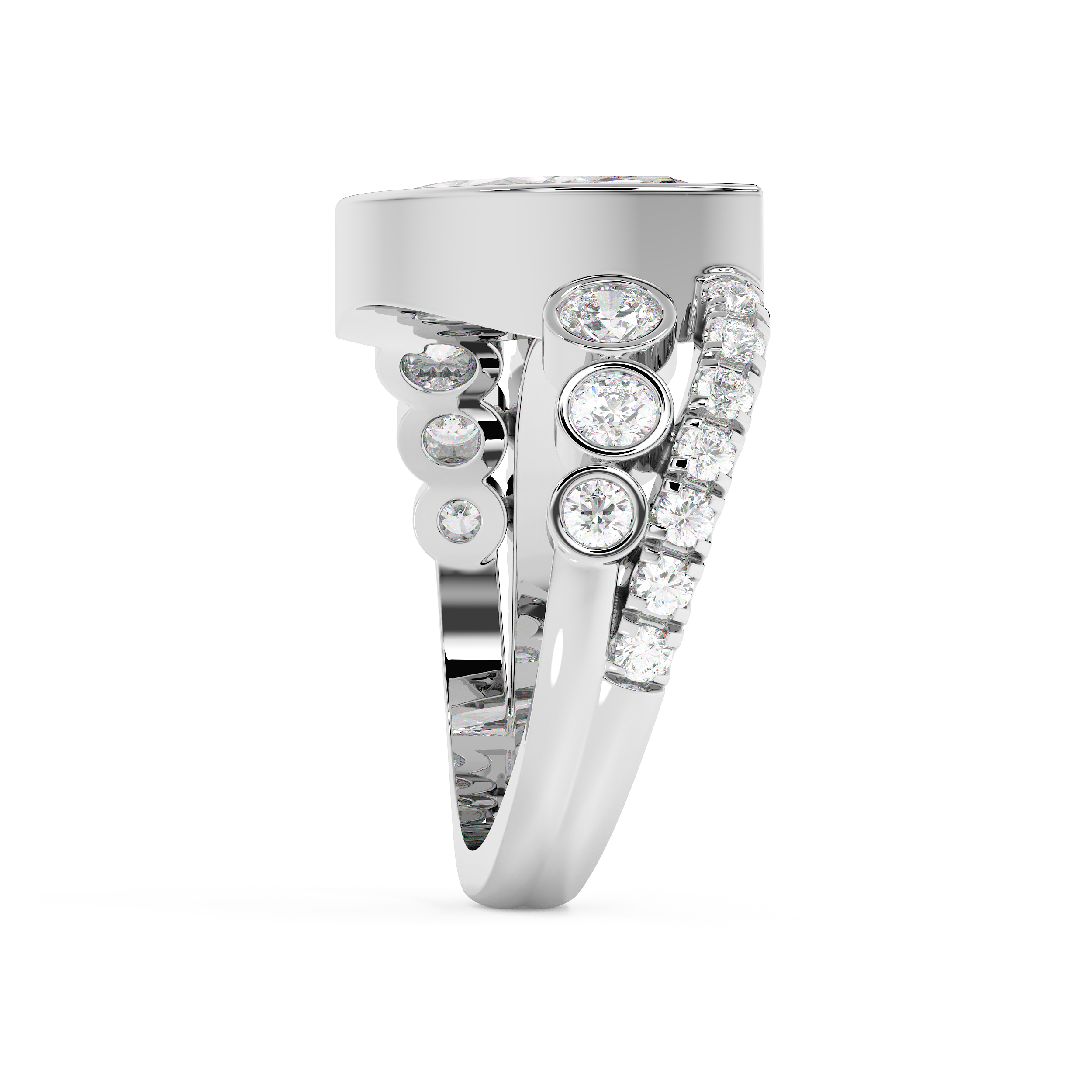 Marquise Bezel Pave Lab Grown Diamond Engagement Ring