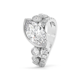 Marquise Bezel Pave Lab Grown Diamond Engagement Ring