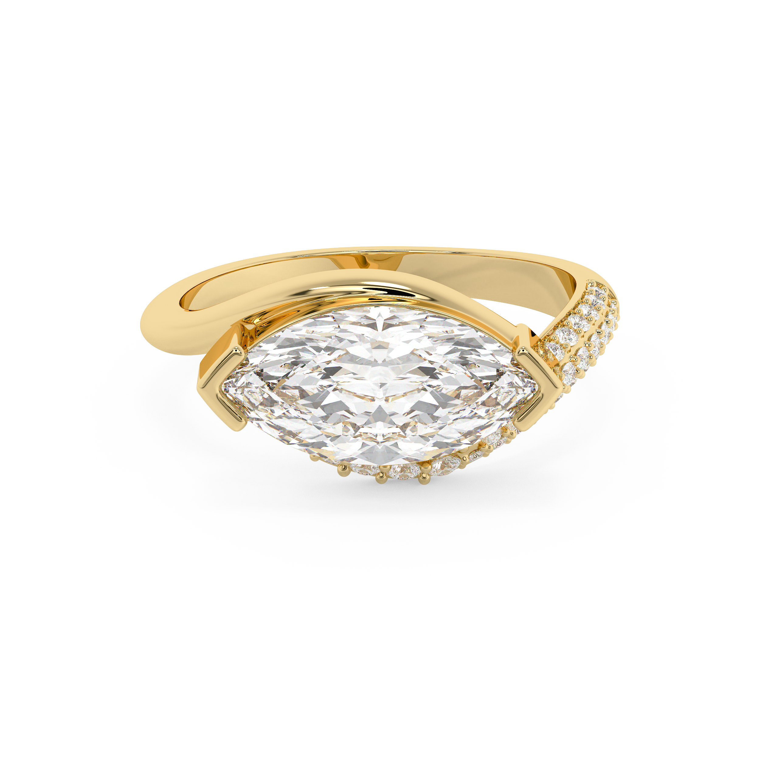 East West Marquise Swirl Pave Lab Grown Diamond Engagement Ring