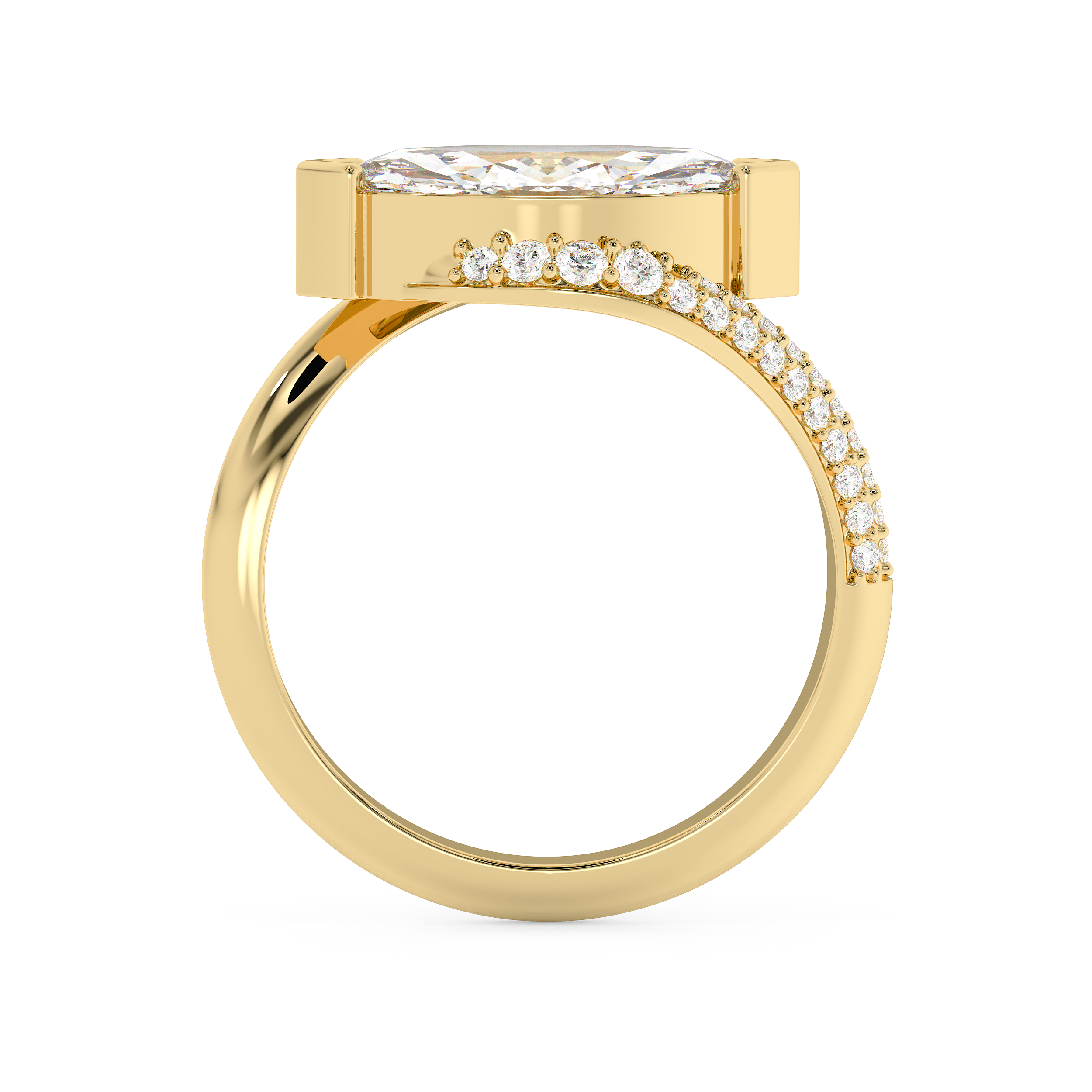 East West Marquise Swirl Pave Lab Grown Diamond Engagement Ring