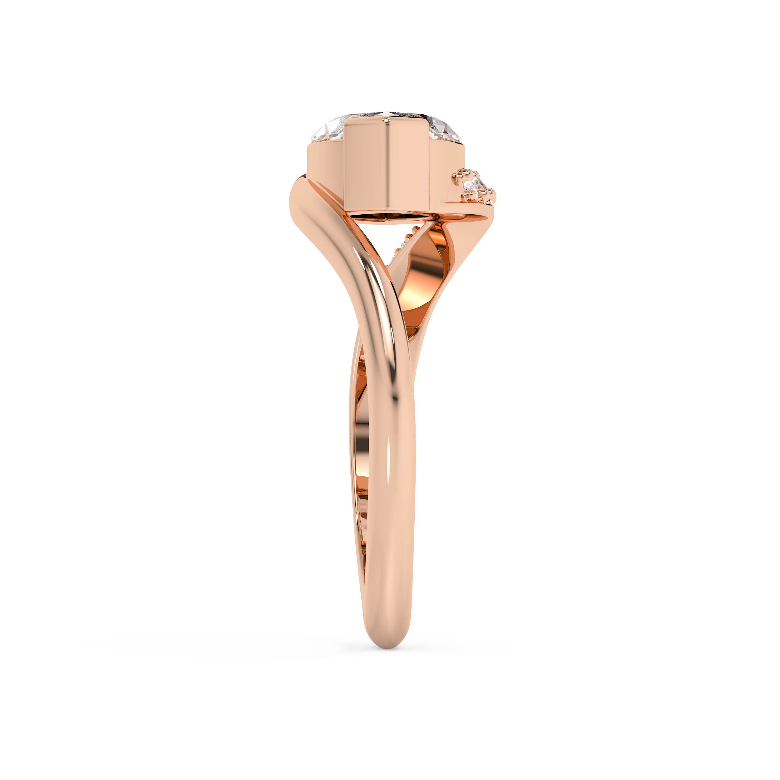 East West Marquise Swirl Pave Lab Grown Diamond Engagement Ring