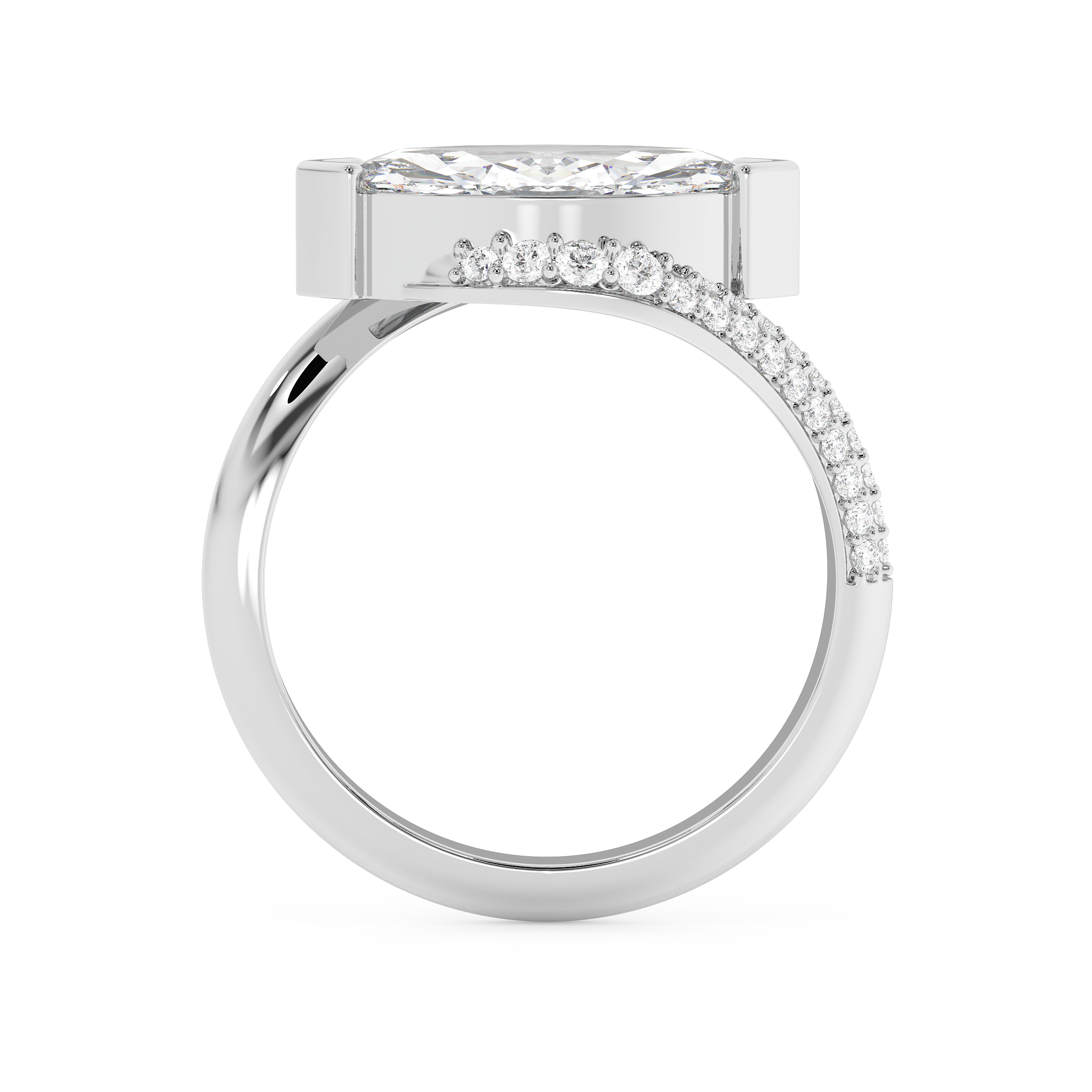 East West Marquise Swirl Pave Lab Grown Diamond Engagement Ring