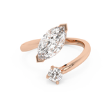 1.75 TCW Marquise & Round Solitaire Lab Grown Diamond Engagement Ring