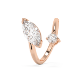1.75 TCW Marquise & Round Solitaire Lab Grown Diamond Engagement Ring