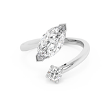 1.75 TCW Marquise & Round Solitaire Lab Grown Diamond Engagement Ring