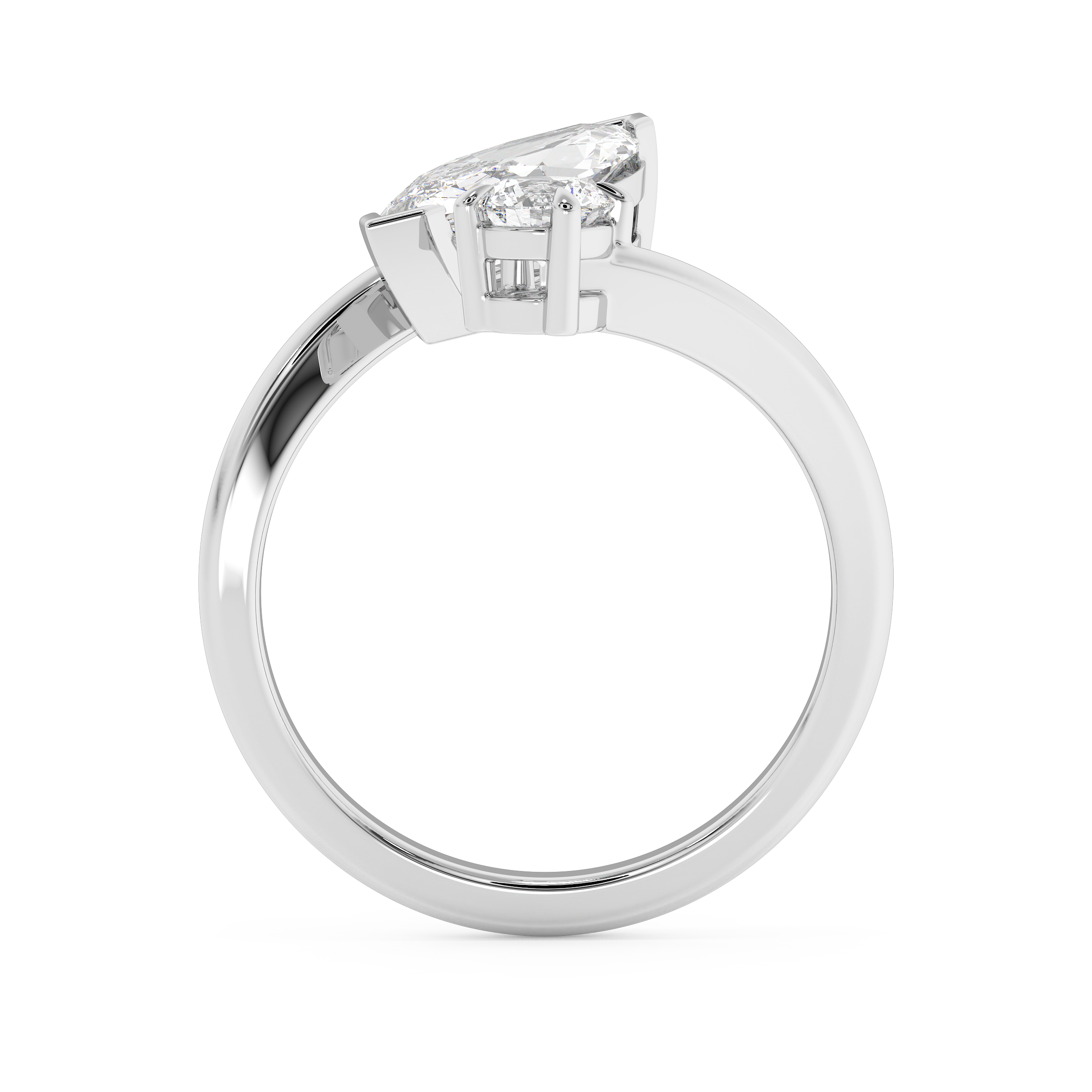 1.75 TCW Marquise & Round Solitaire Lab Grown Diamond Engagement Ring