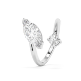 1.75 TCW Marquise & Round Solitaire Lab Grown Diamond Engagement Ring