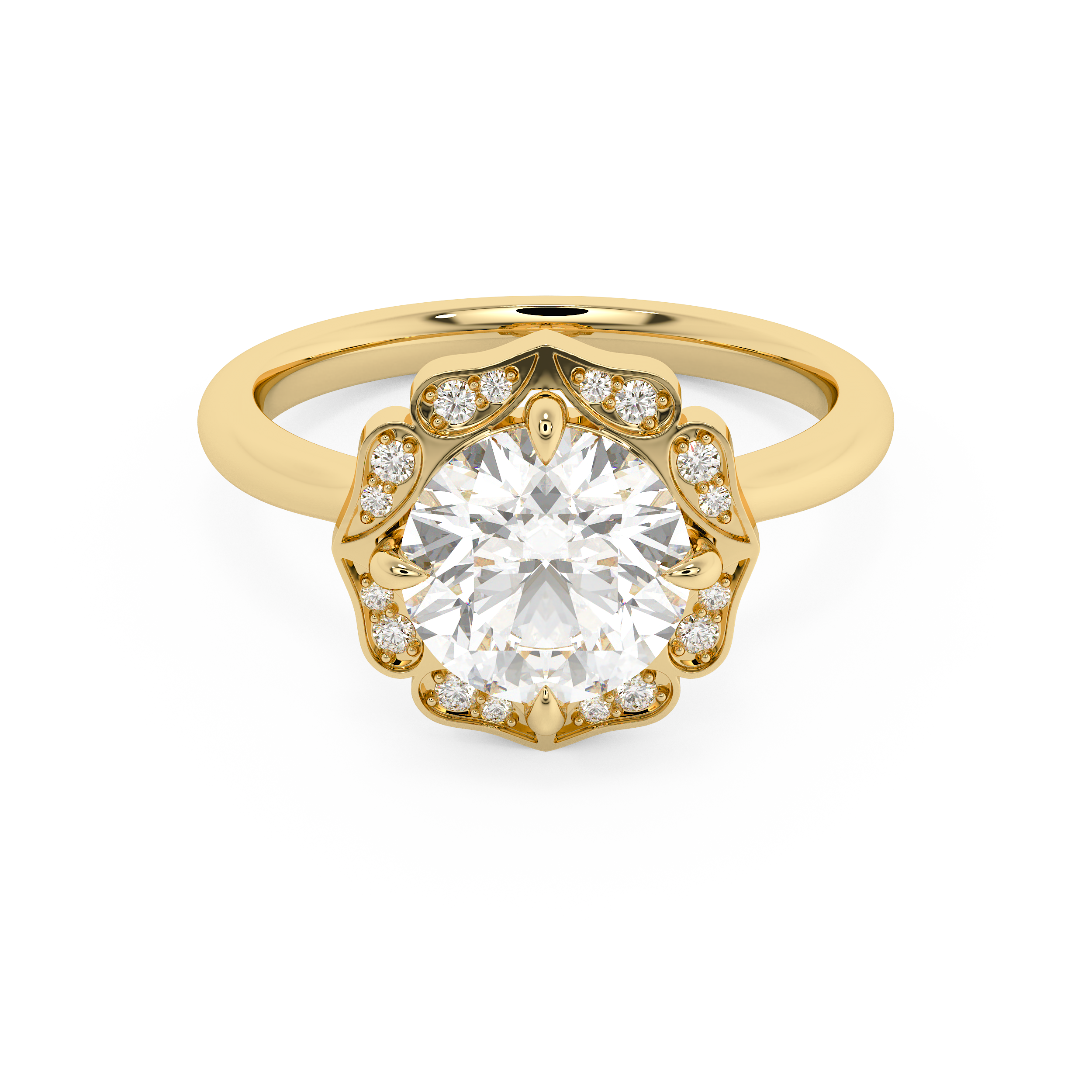 Round Vintage Art Deco Lab Grown Diamond Engagement Ring