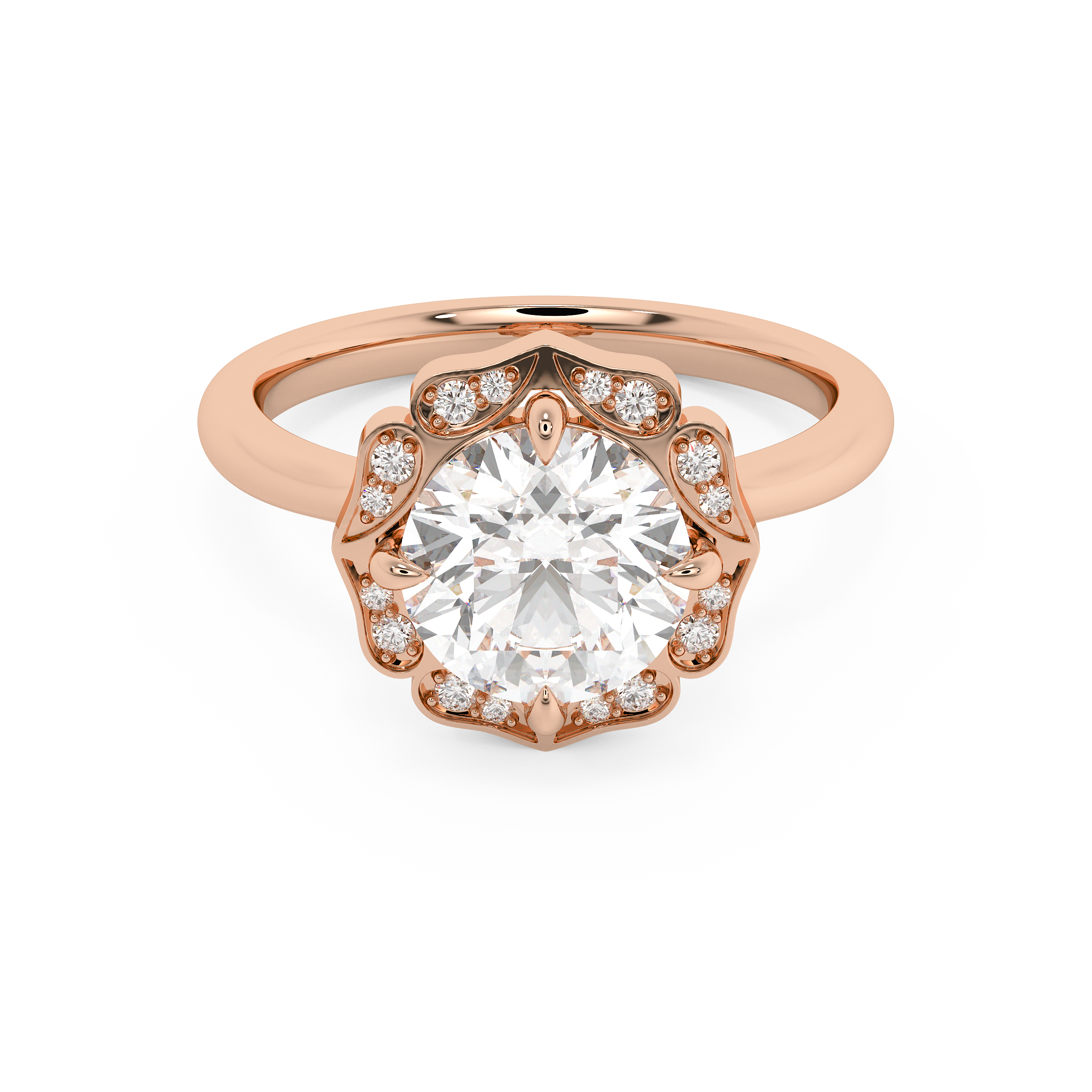 Round Vintage Art Deco Lab Grown Diamond Engagement Ring