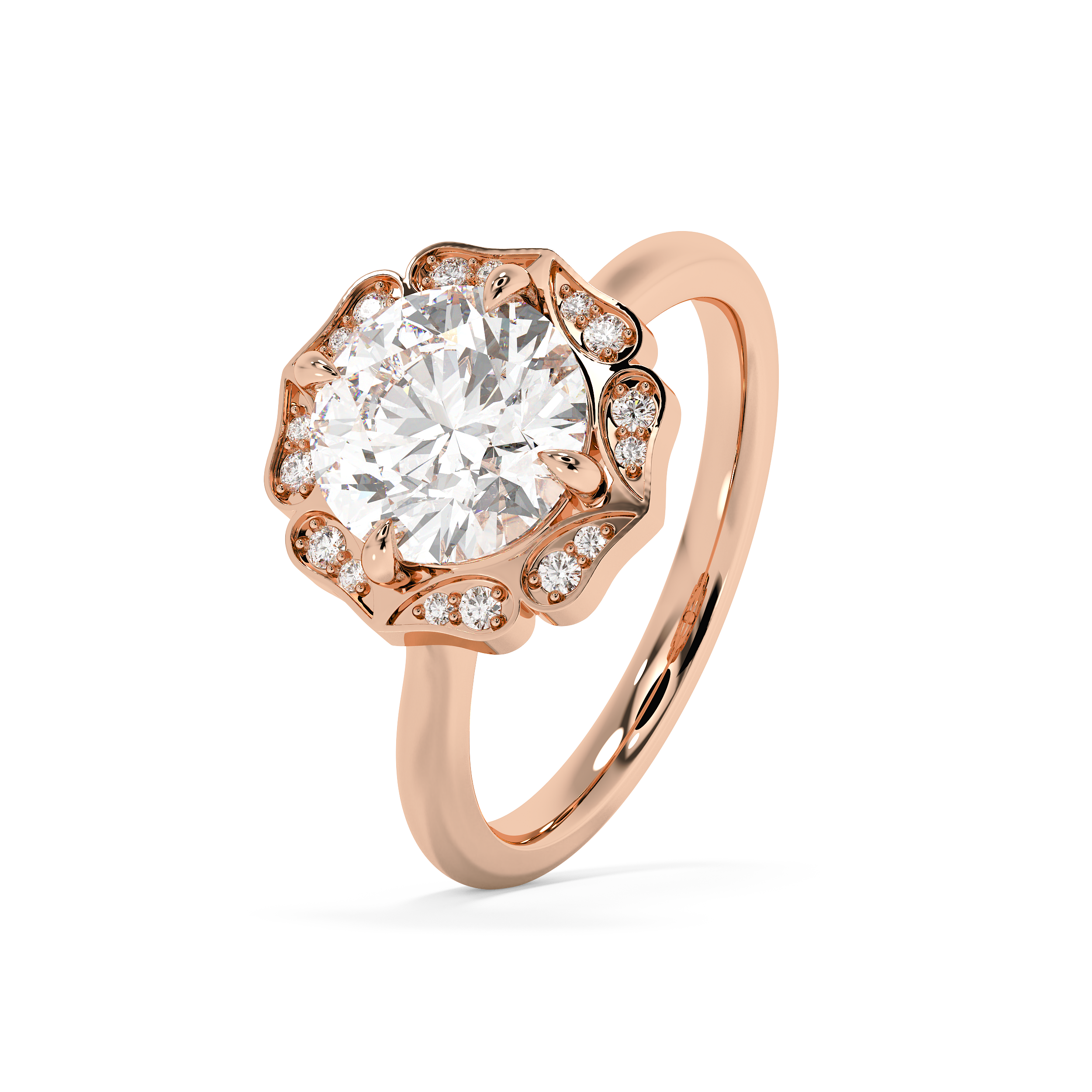 Round Vintage Art Deco Lab Grown Diamond Engagement Ring