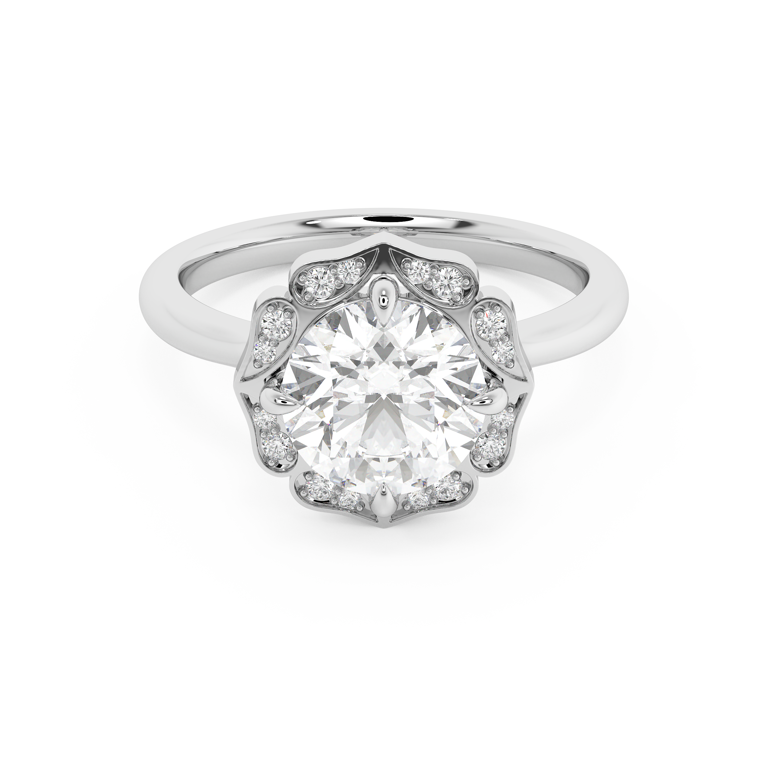 Round Vintage Art Deco Lab Grown Diamond Engagement Ring