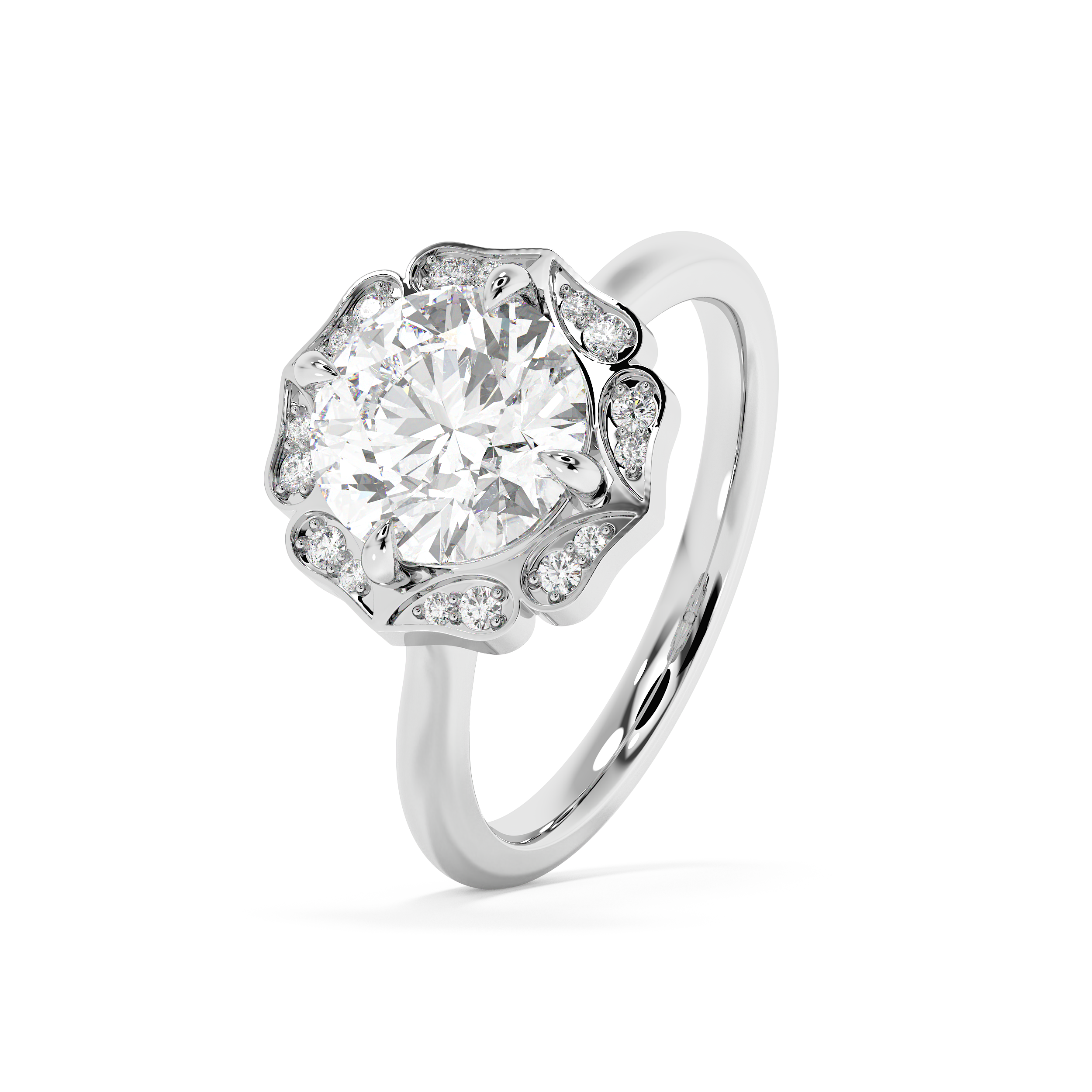 Round Vintage Art Deco Lab Grown Diamond Engagement Ring