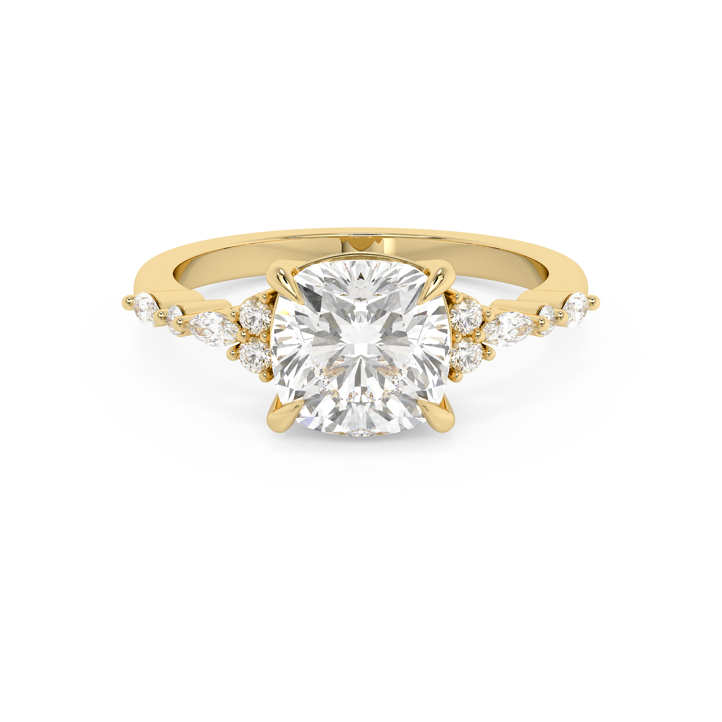 Cushion Cluster Lab Grown Diamond Engagement Ring
