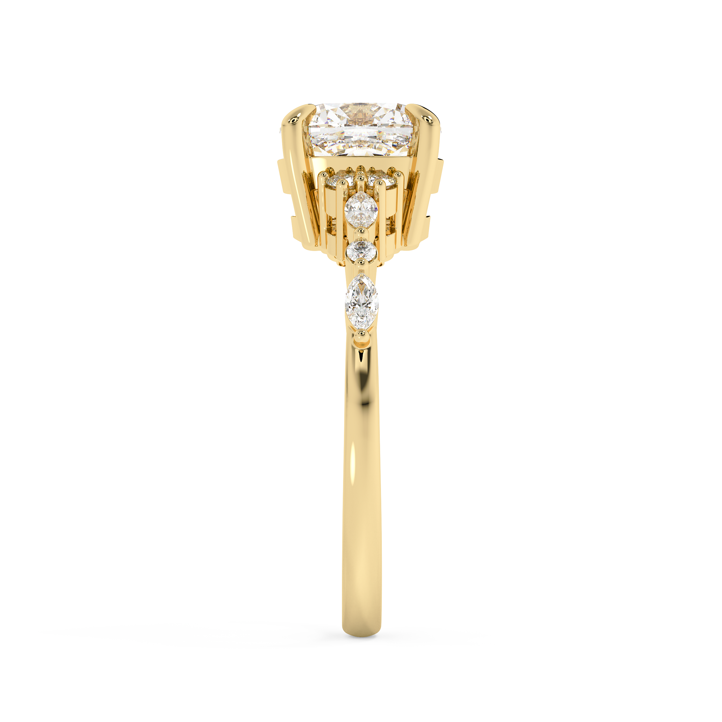 Cushion Cluster Lab Grown Diamond Engagement Ring