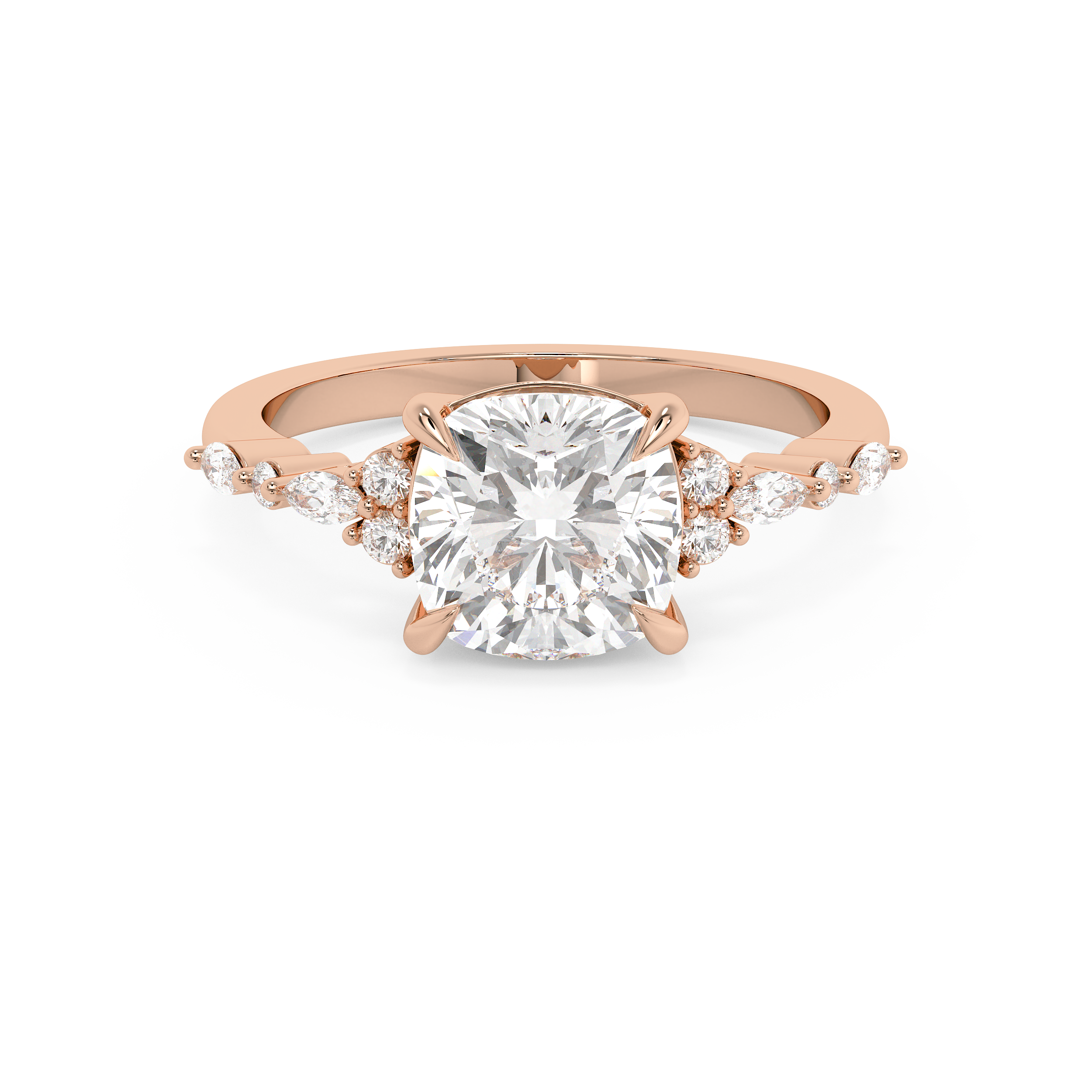 Cushion Cluster Lab Grown Diamond Engagement Ring