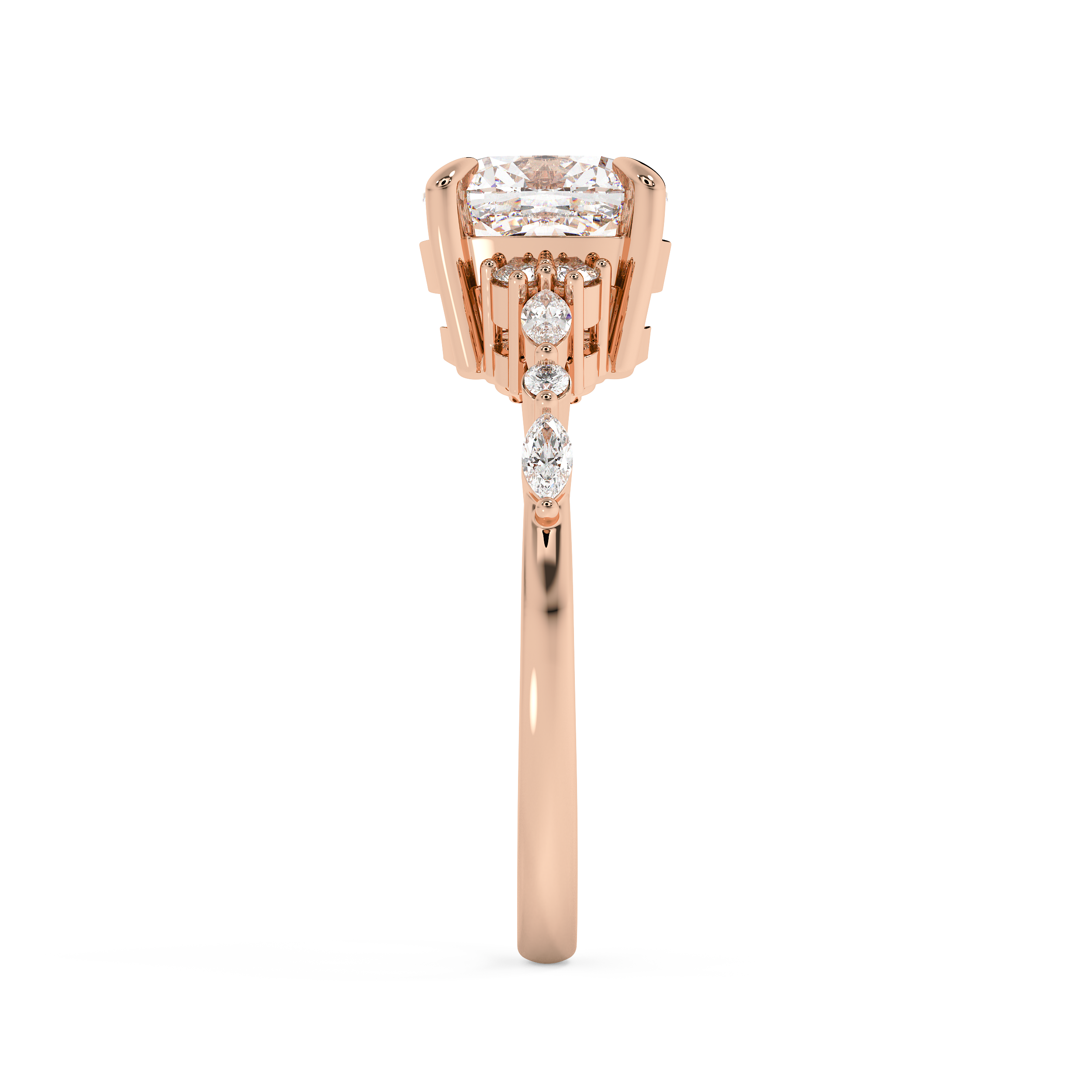 Cushion Cluster Lab Grown Diamond Engagement Ring