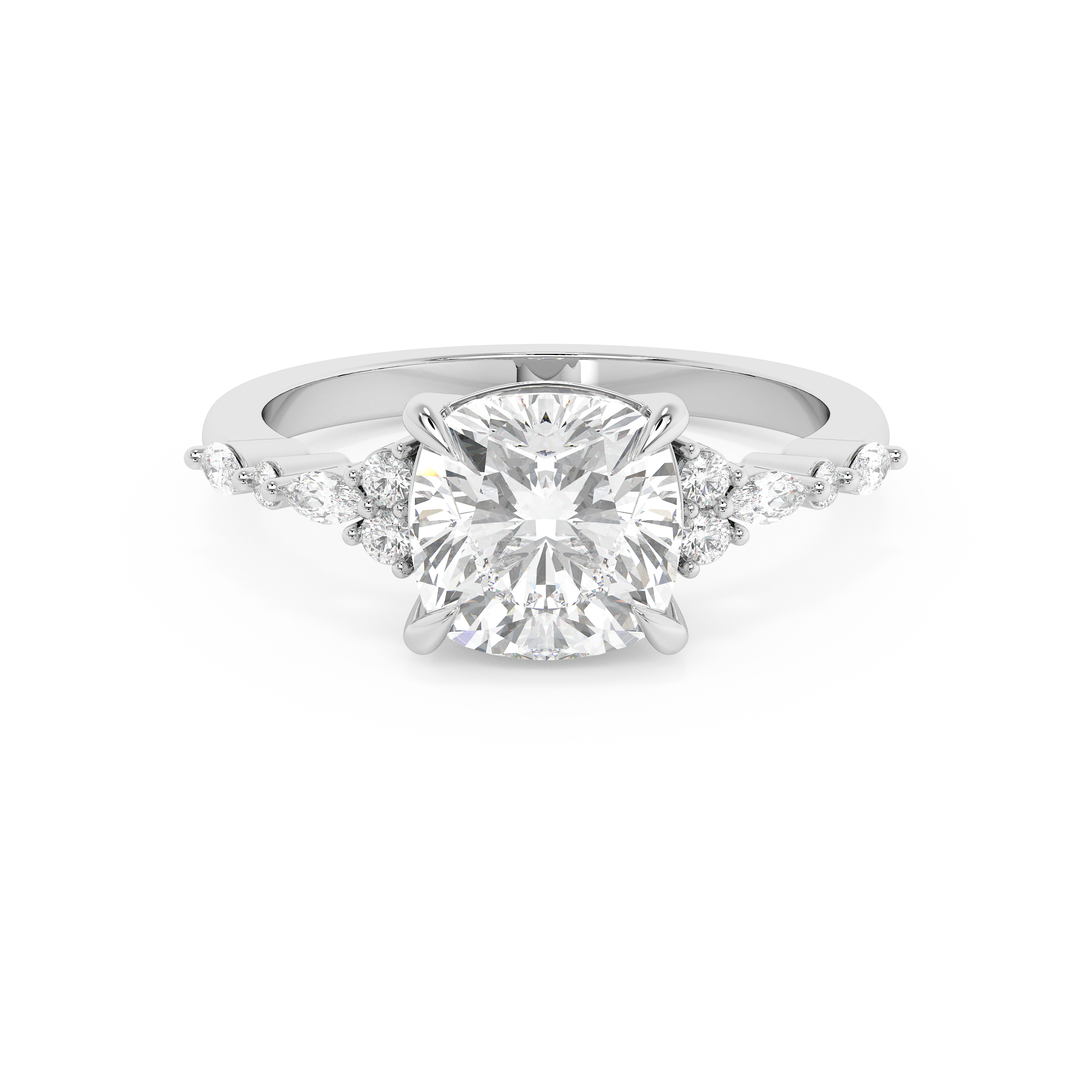Cushion Cluster Lab Grown Diamond Engagement Ring